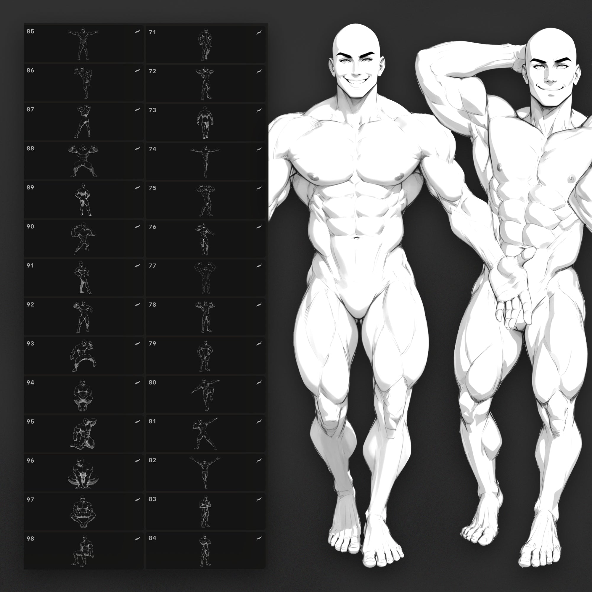 160 Procreate Muscular Men Mannequins Stamps Brushes