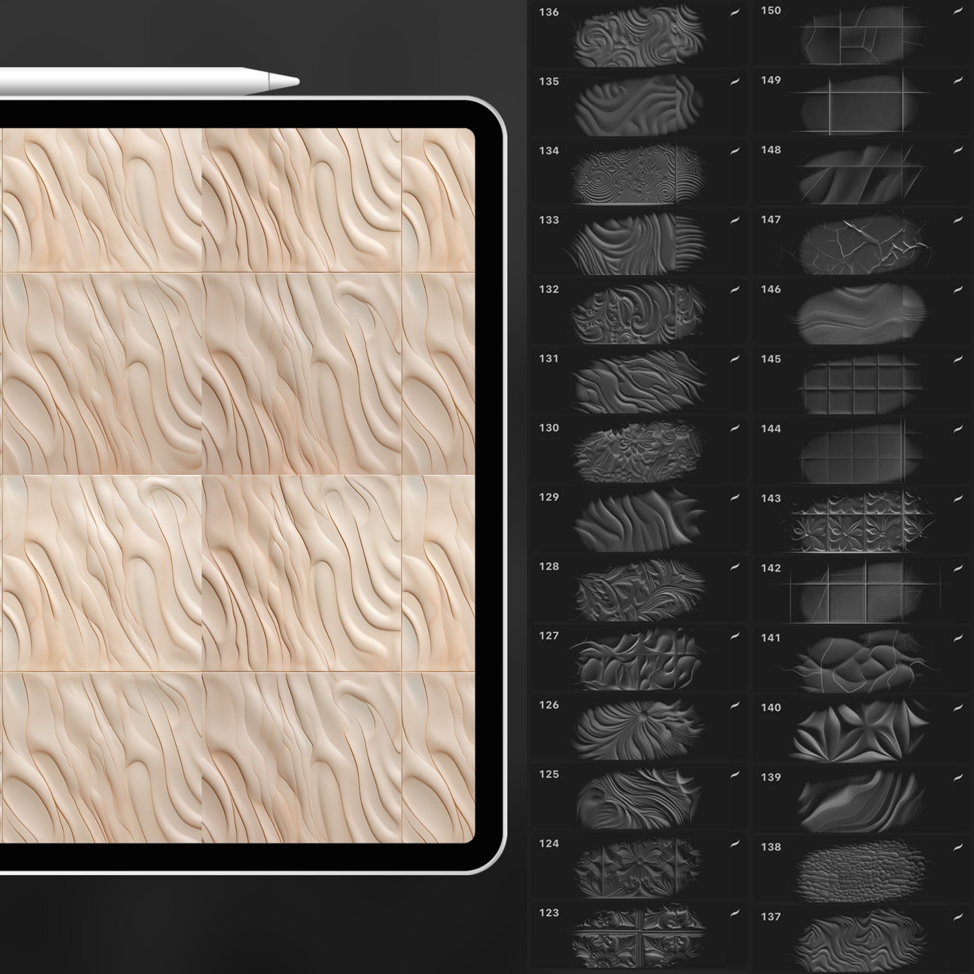 150 Procreate Tile Texture Brushes