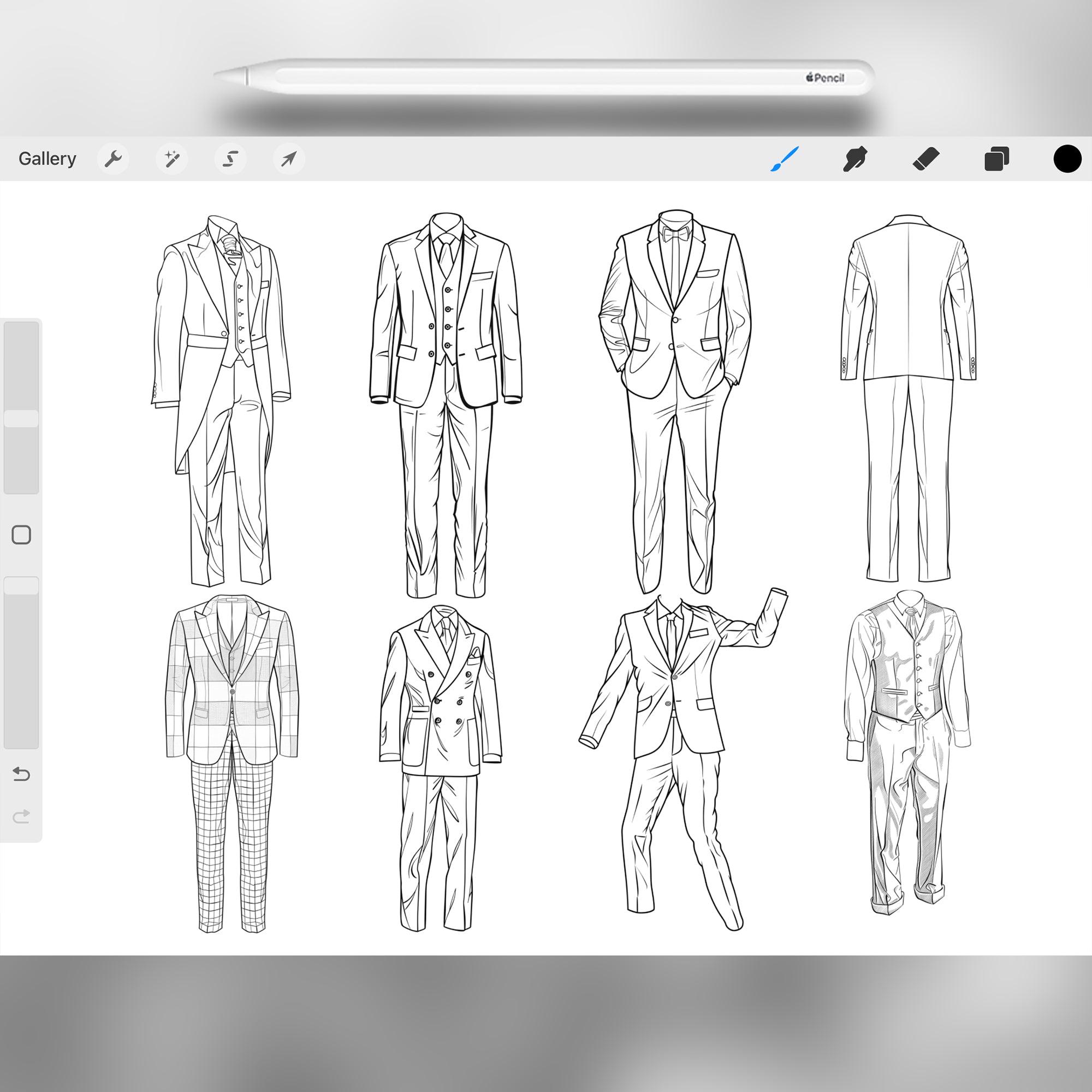 100 Procreate Suit of the Groom Stamp Brushes