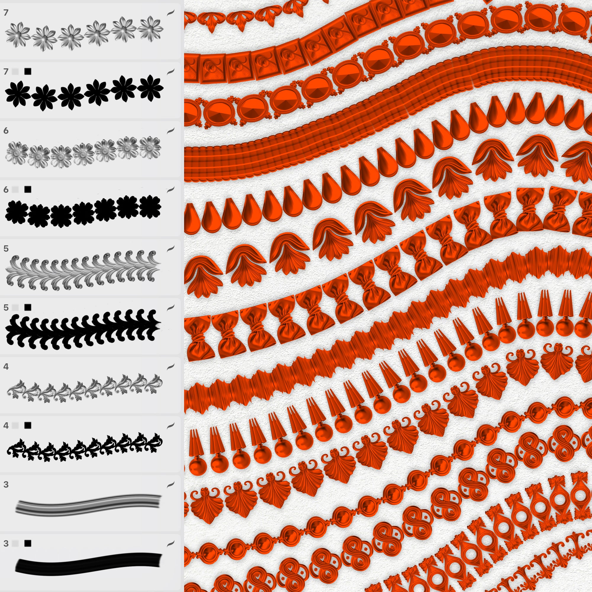 100 Baroque 2D Brushes for Procreate