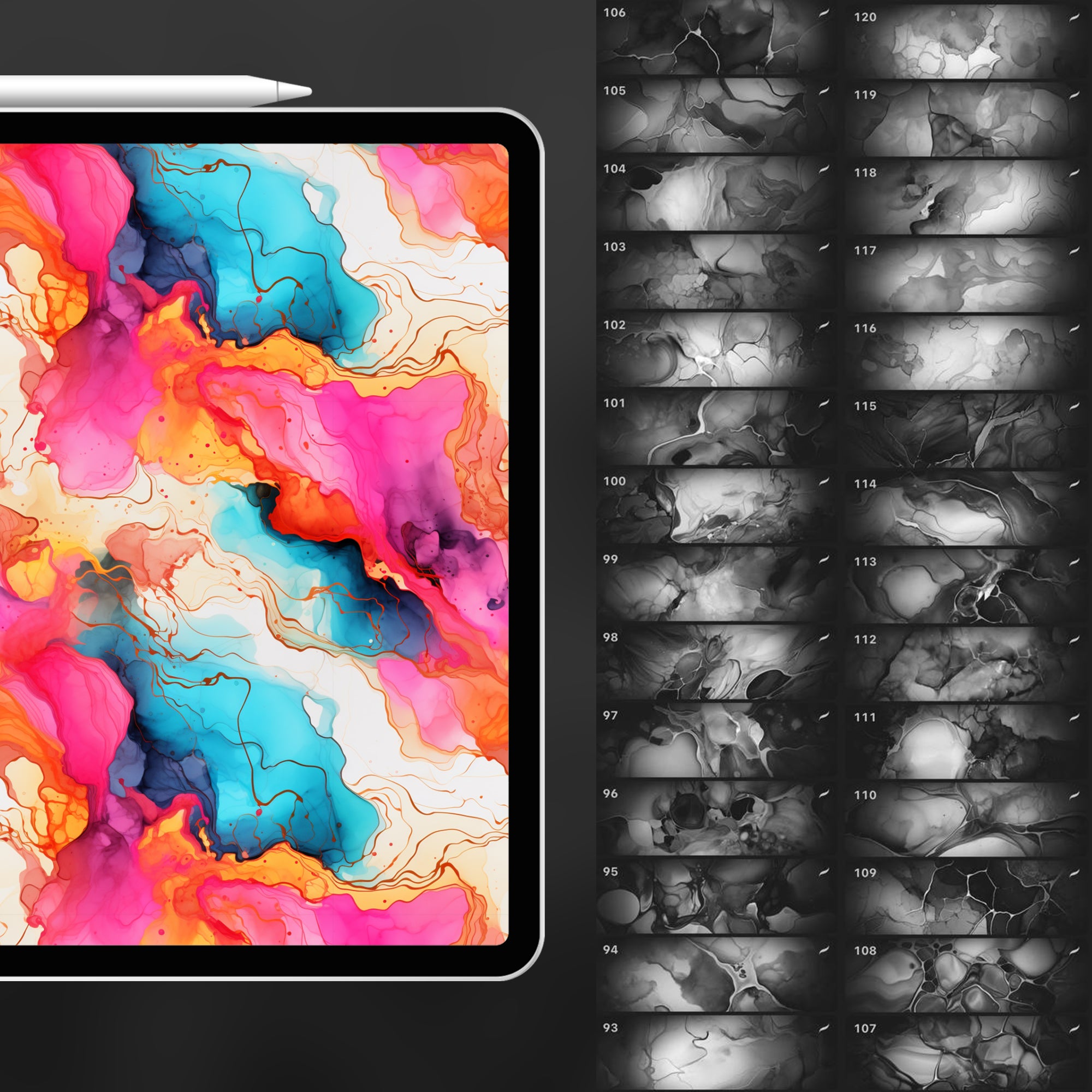 120 Procreate Alcohol Ink Texture Brushes
