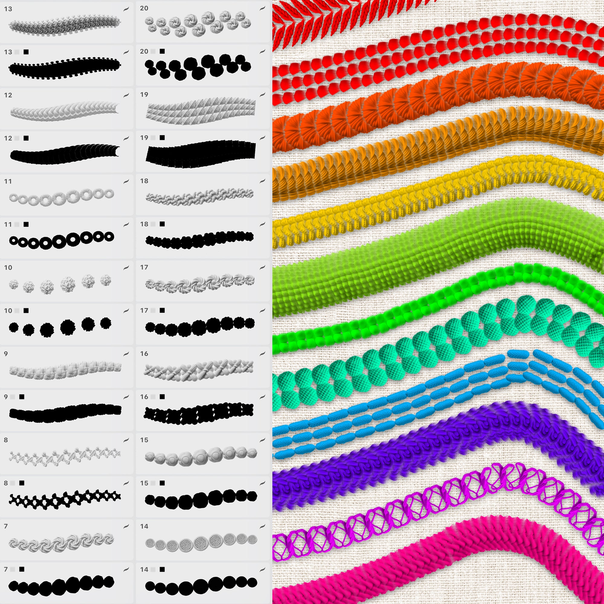 120 Knitted 2D Brushes for Procreate