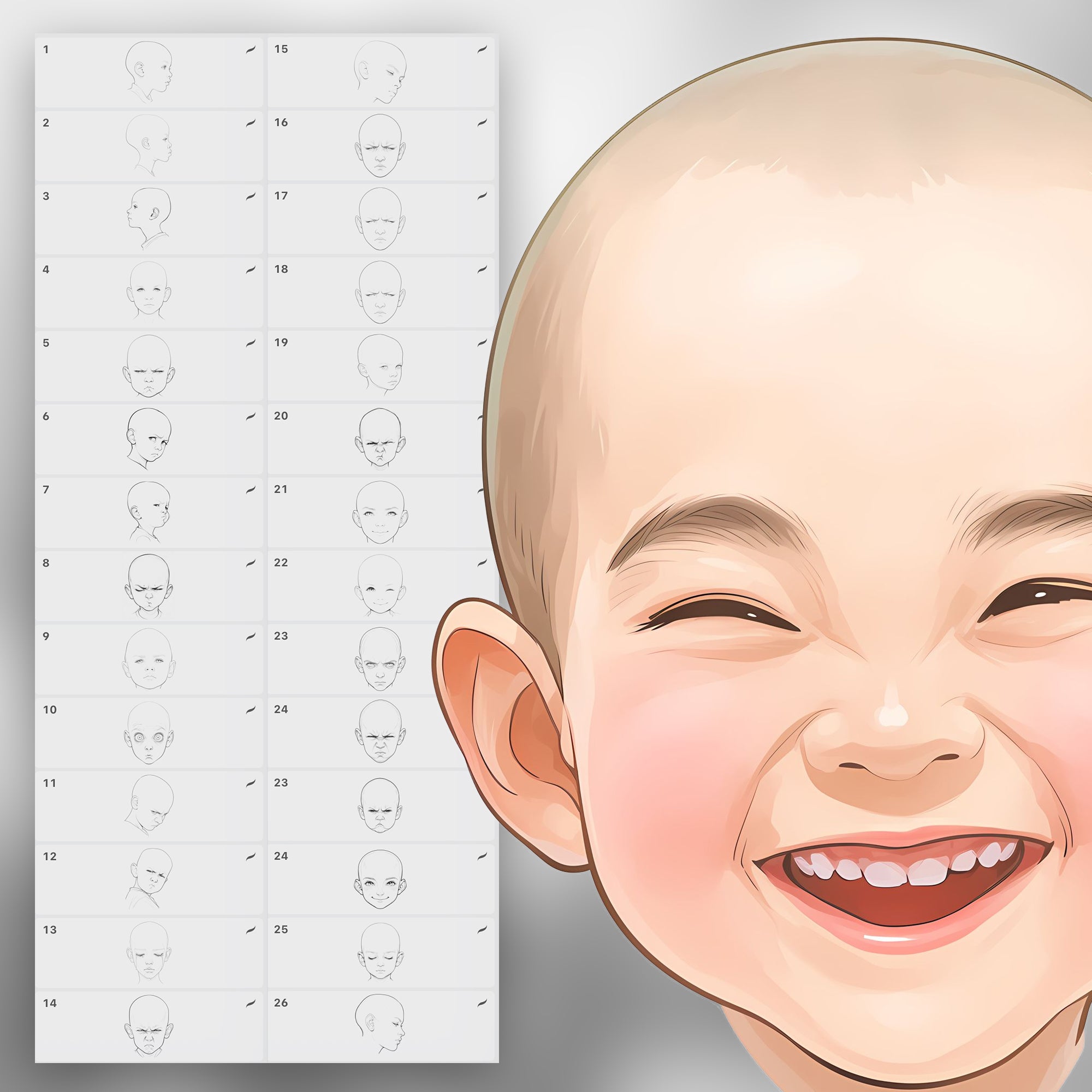 150 Procreate Boy's Heads Base Stamps Brushes