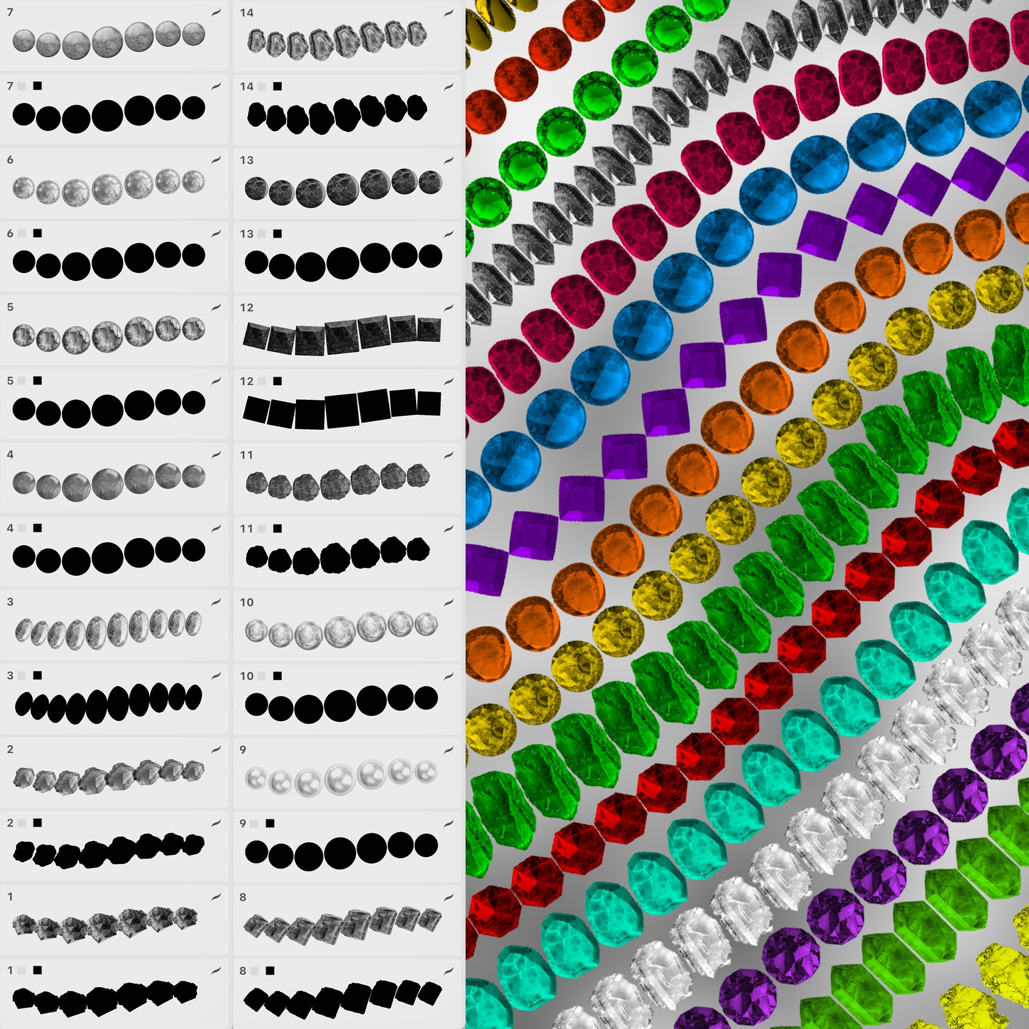 100 Gemstones 2D Brushes for Procreate