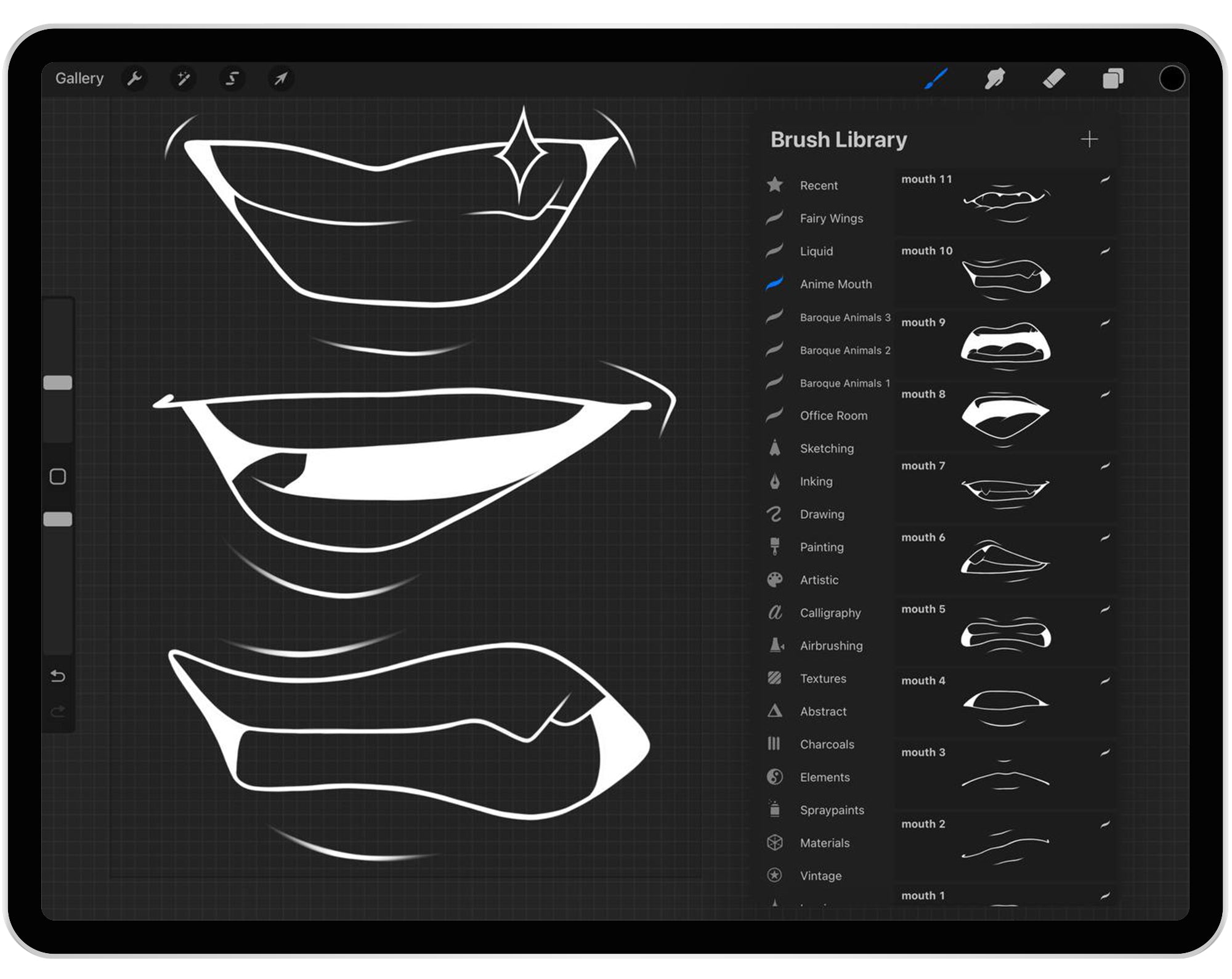 30 Procreate Anime Mouth Brushes