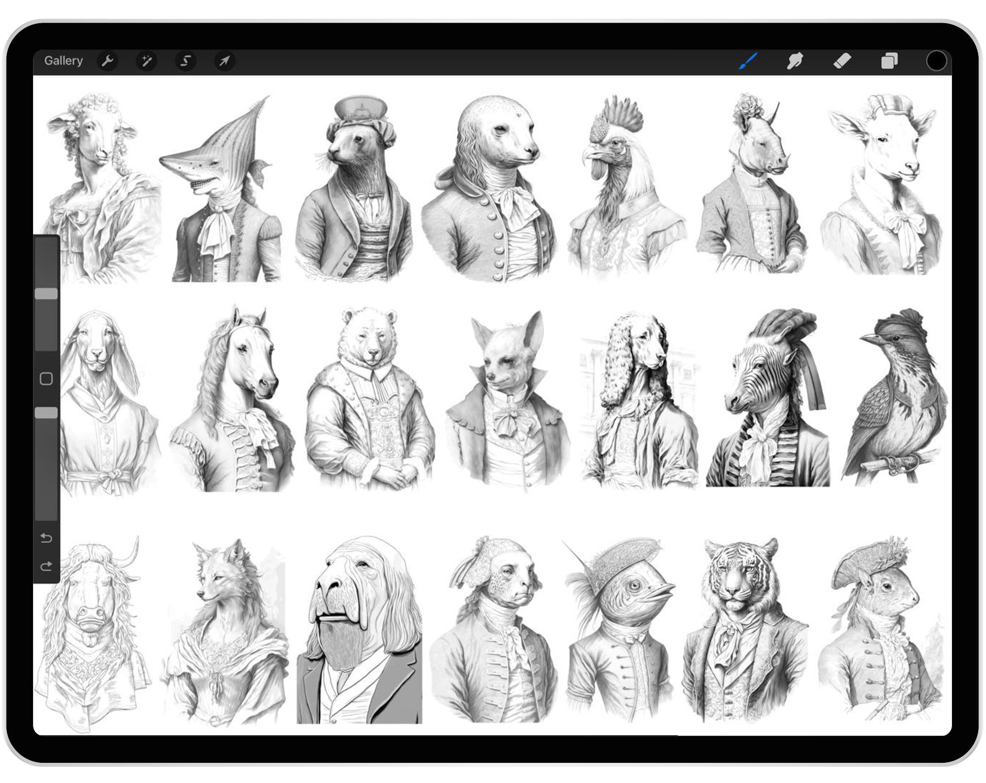 60 Procreate Baroque Animals Part -1 Stamp Brushes
