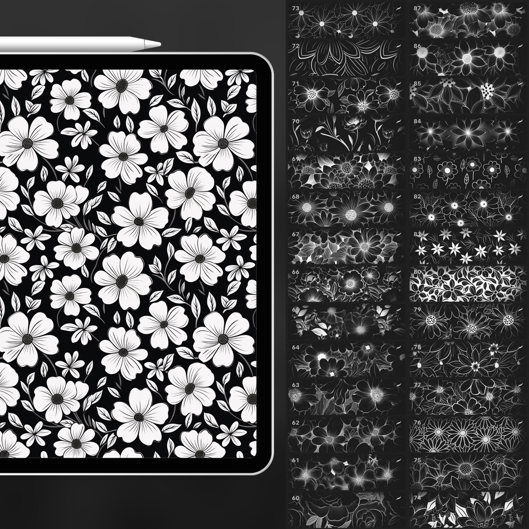 80 Procreate Flower Pattern Brushes