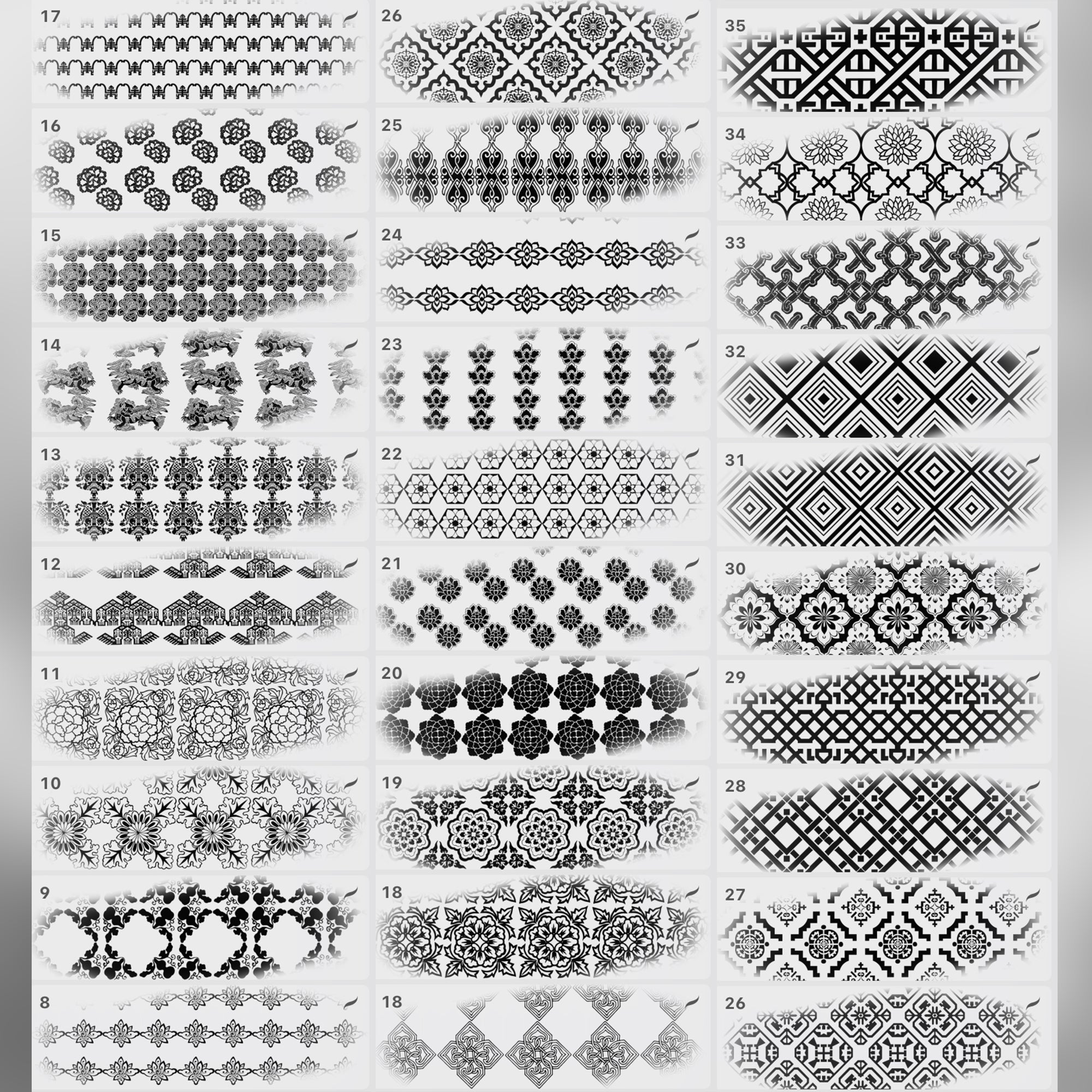 100 Procreate Traditional Chinese Pattern Brushes
