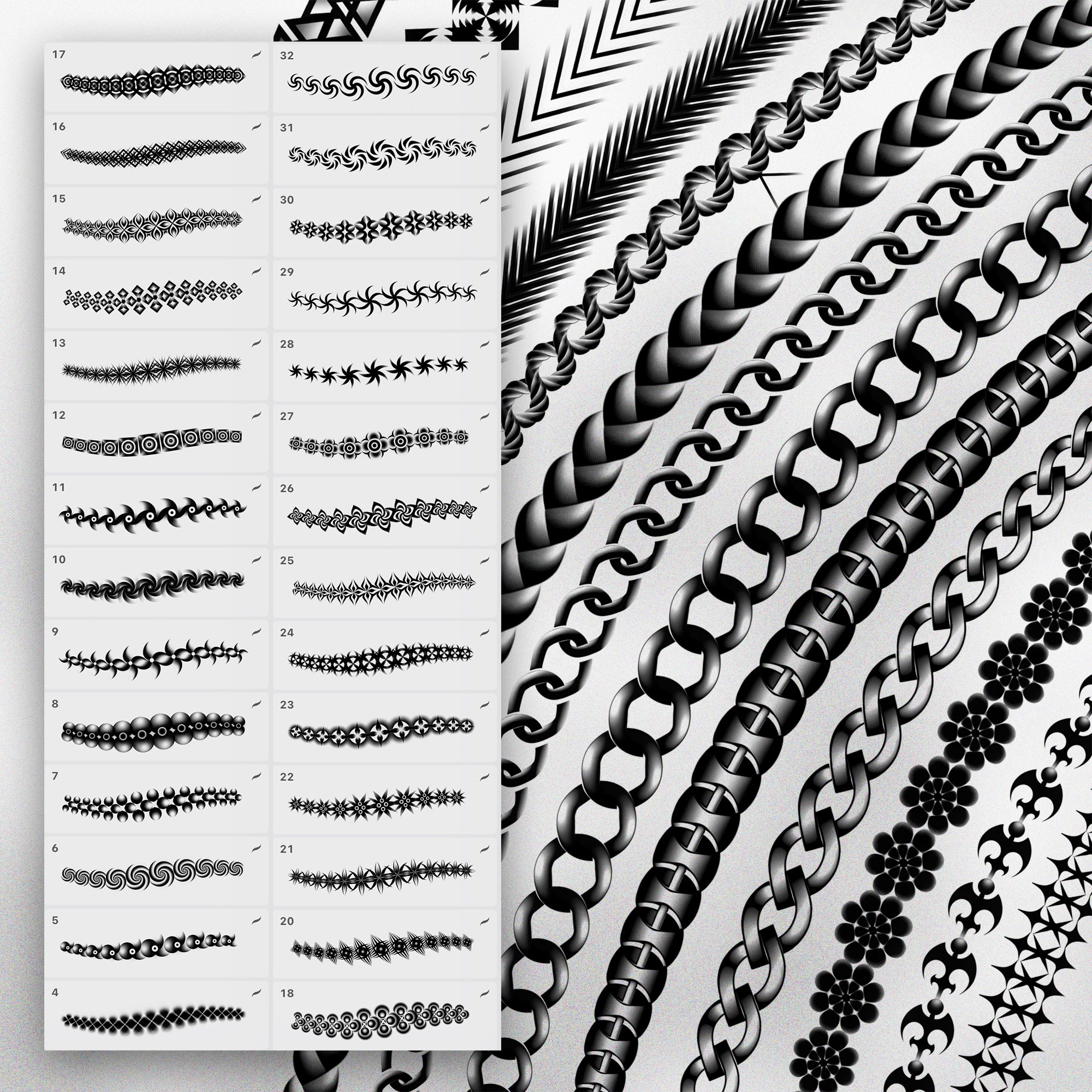 100 Procreate Ornamental Tattoo Brushes