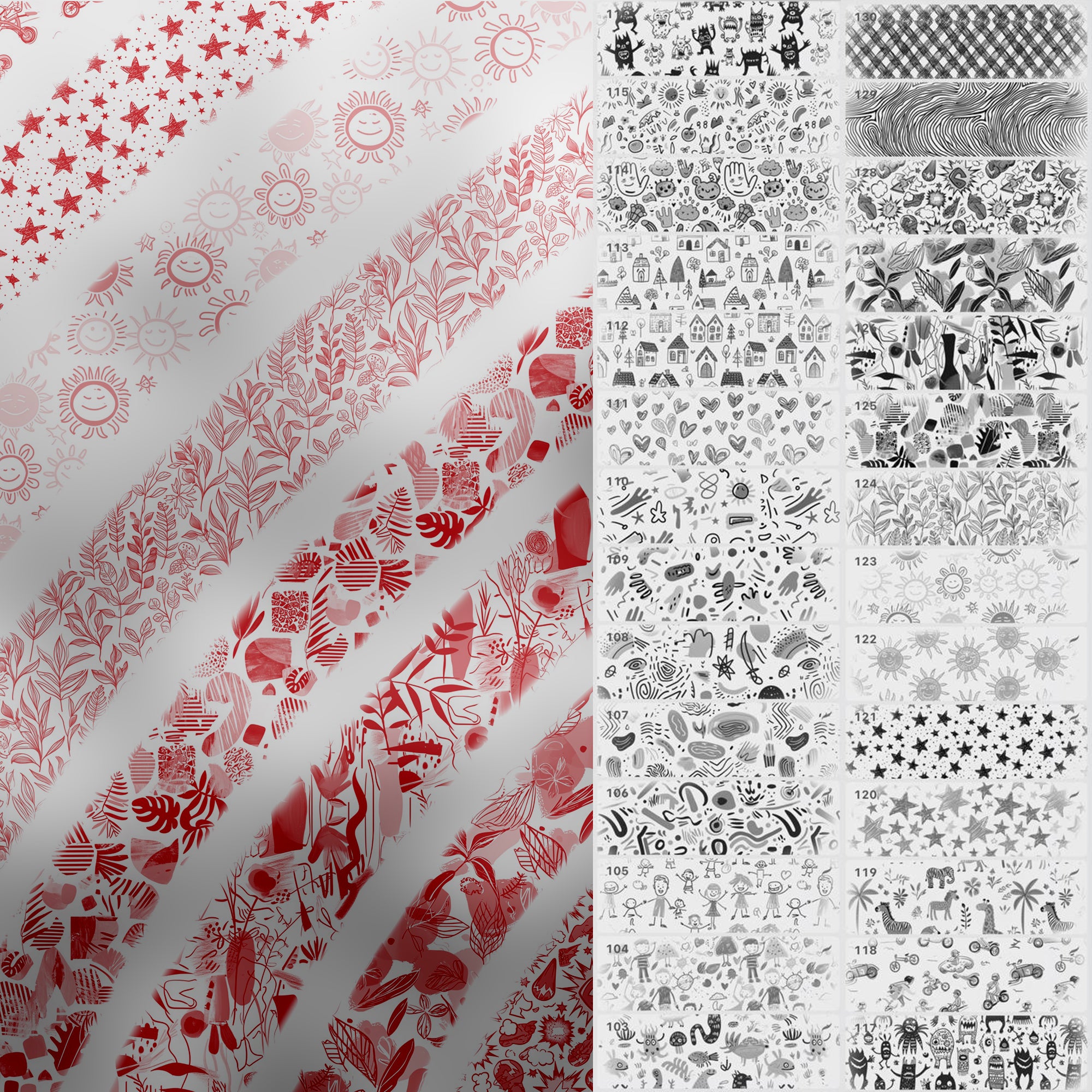 130 Procreate Hand Drawing Pattern Brushes