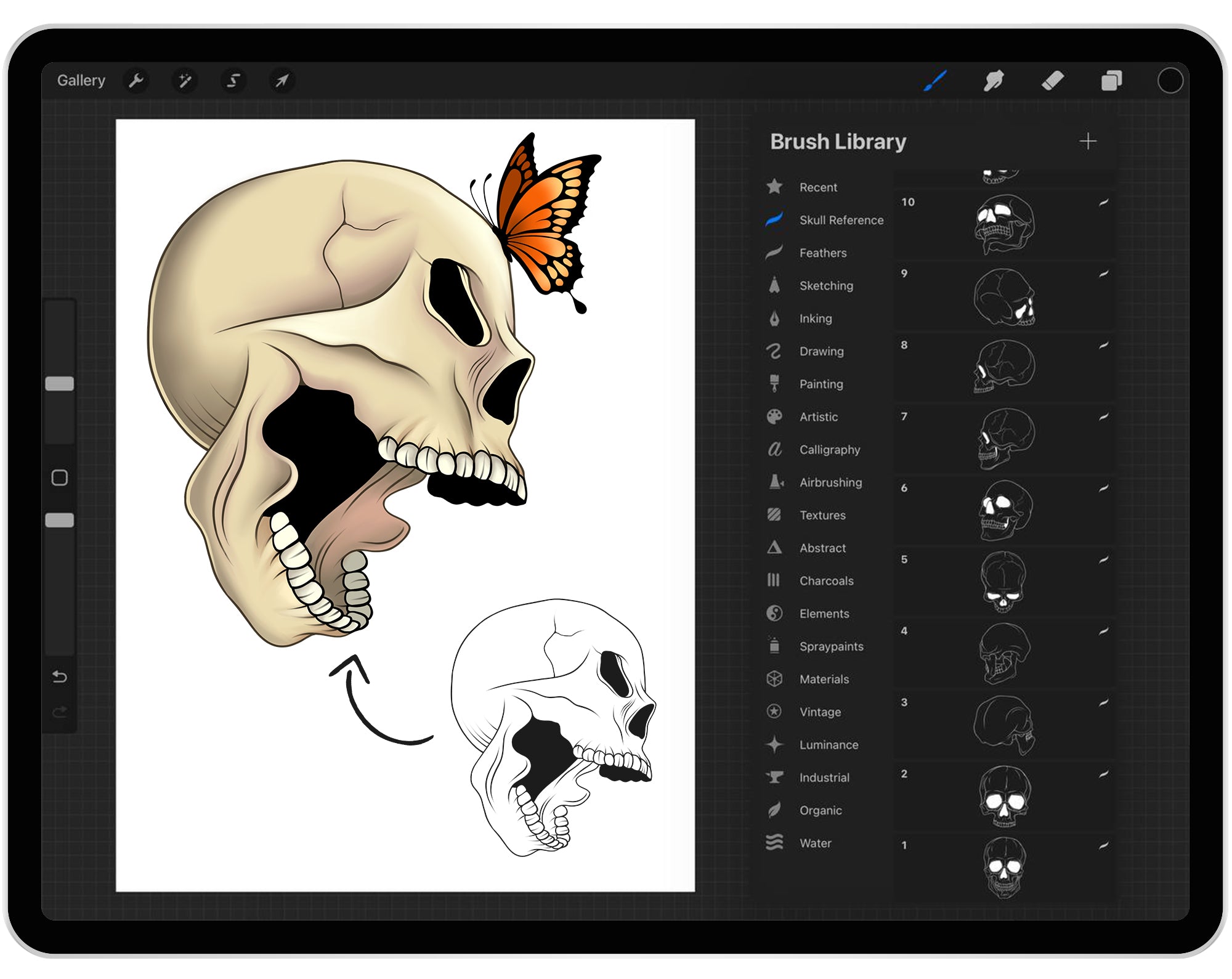 20 Skull Reference Stamps for Procreate