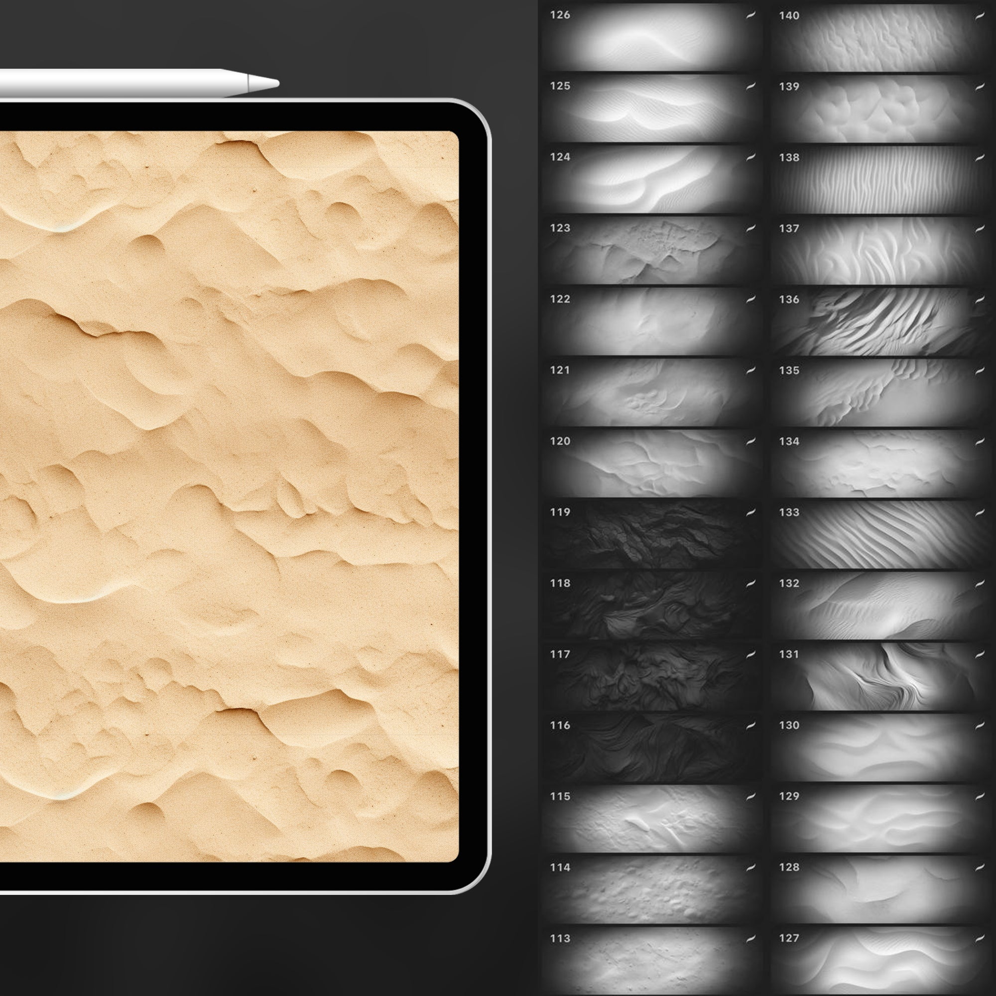 140 Procreate Sand Texture Brushes