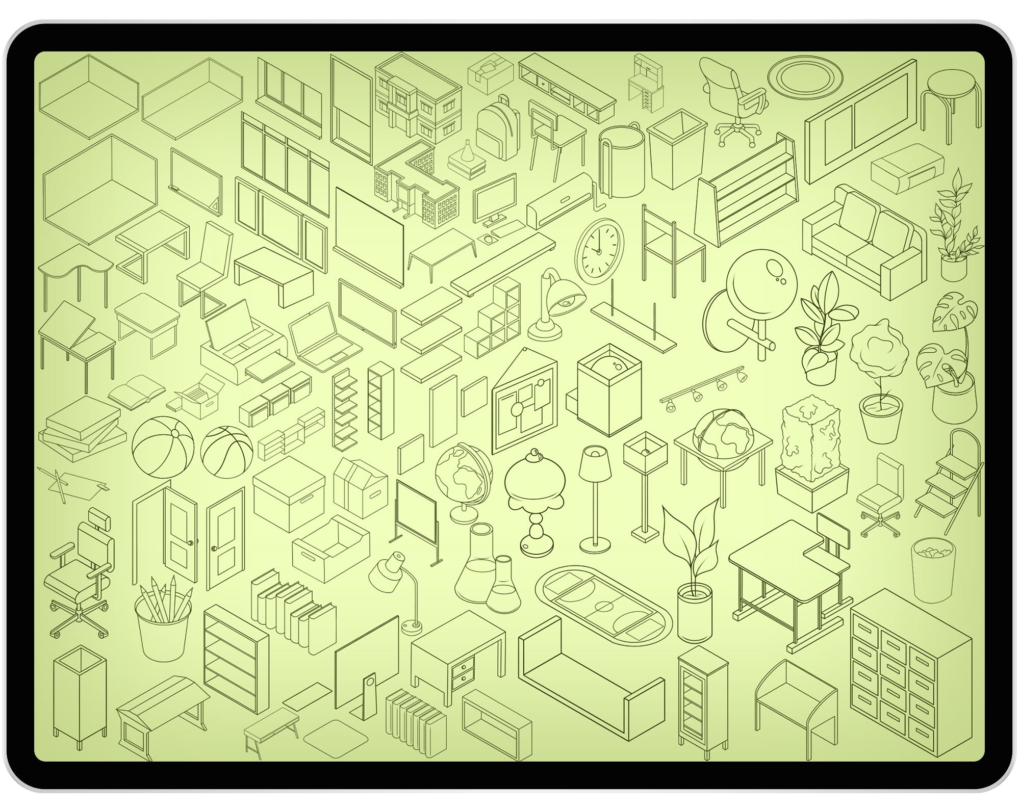 100 School Isometric Brush for Procreate