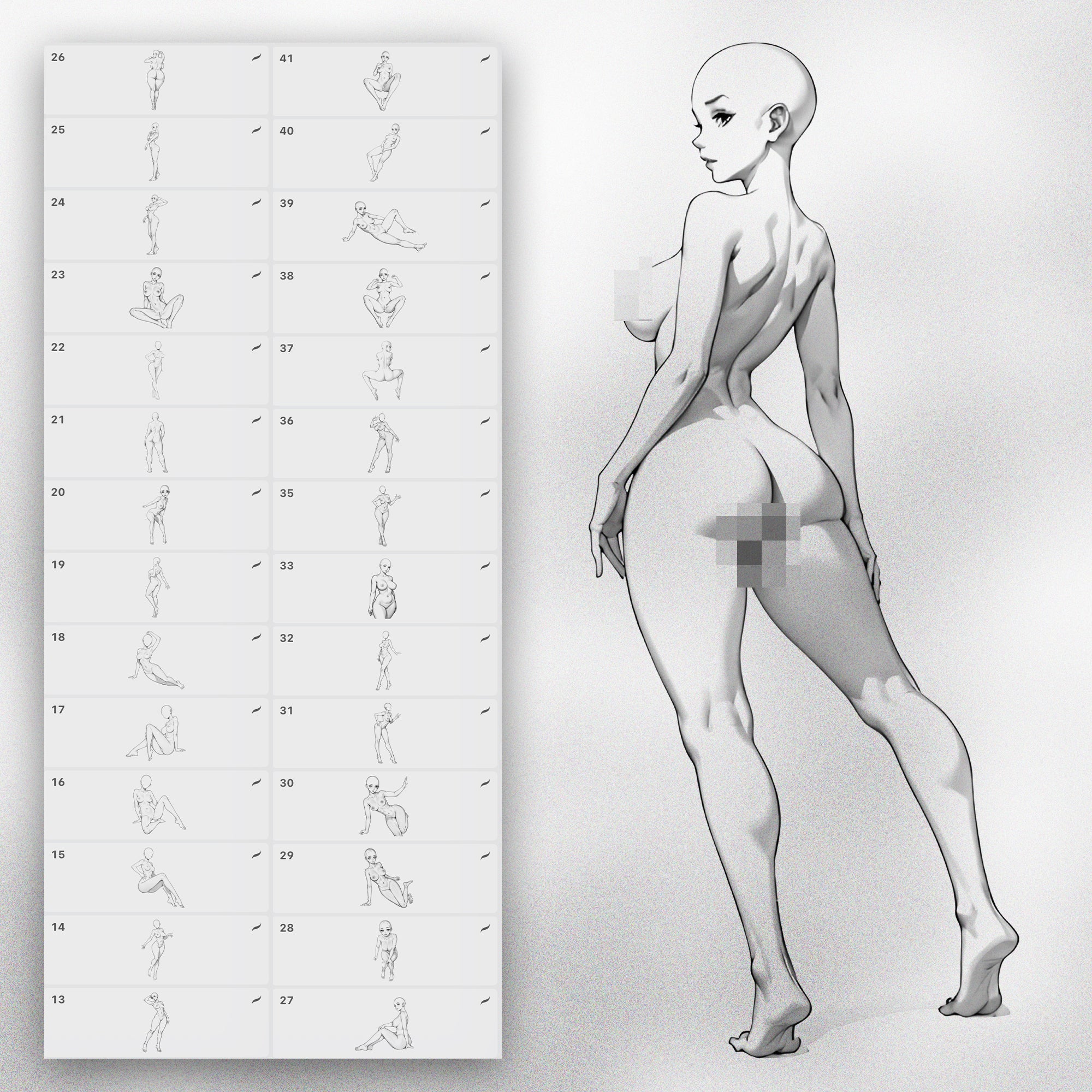 110 Procreate Manga Poses Stamp Brushes