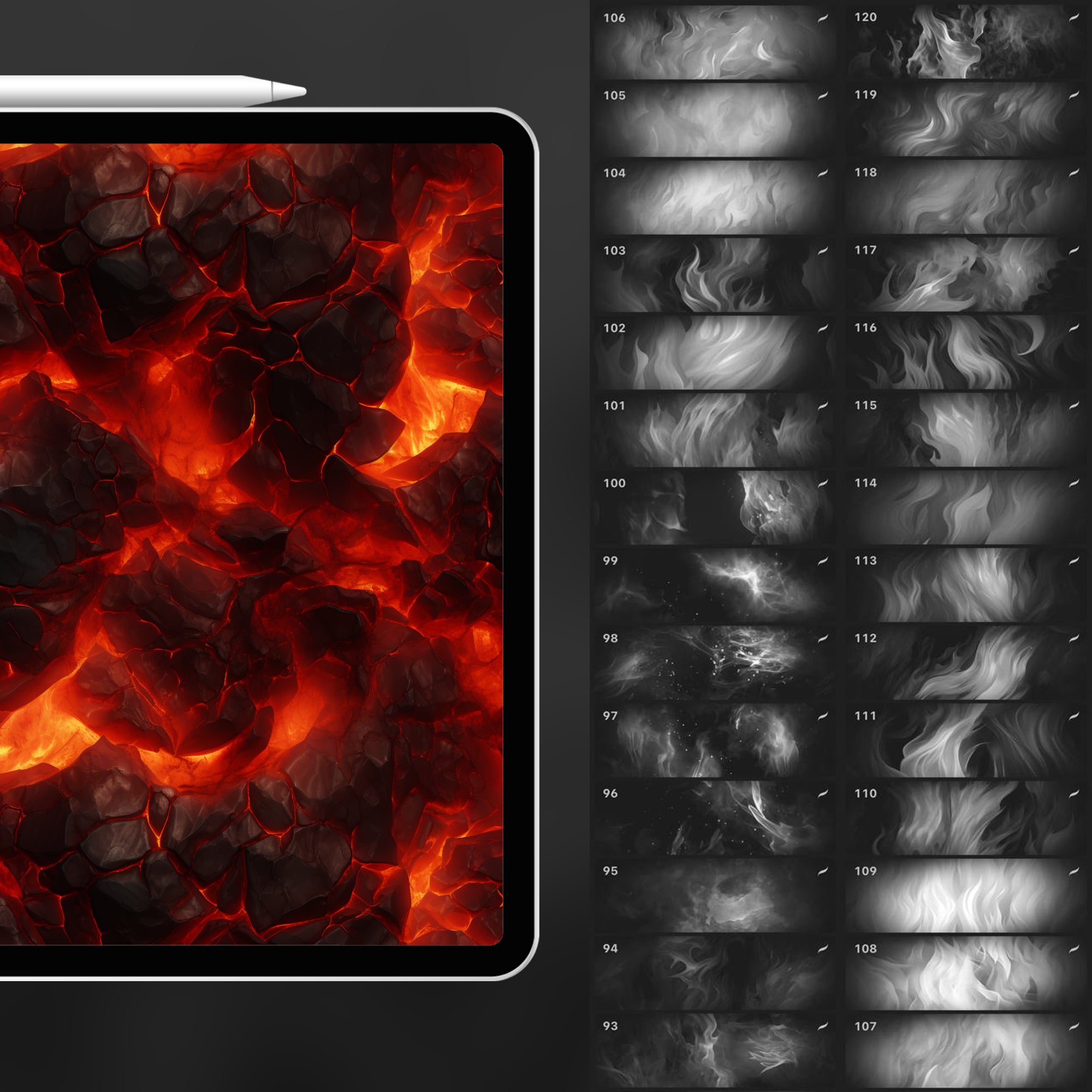 120 Procreate Fire Texture Brushes