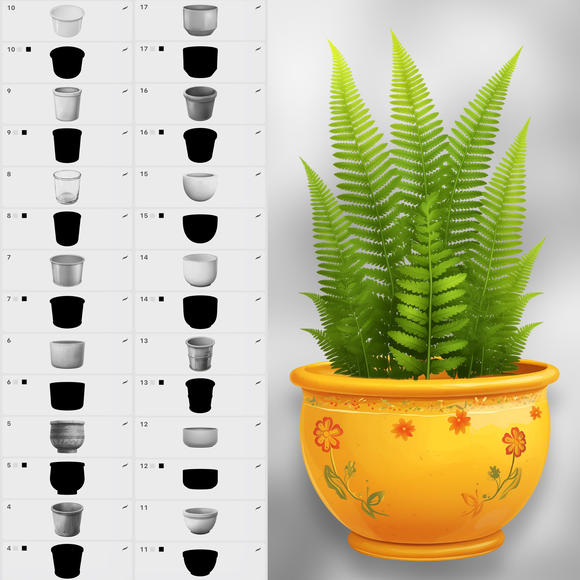 100 Procreate 2D Plant Constructor Stamp Brushes