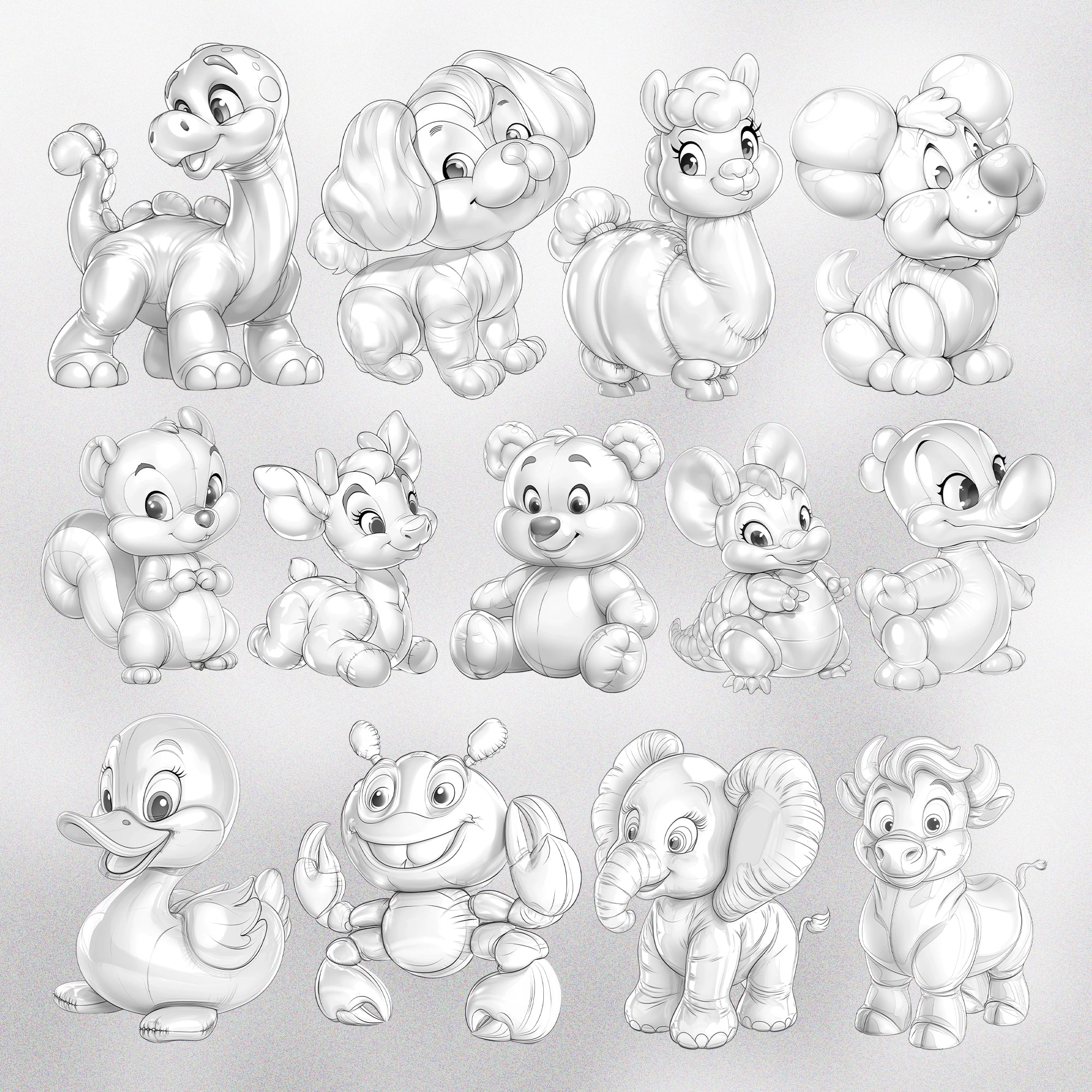 2D Procreate 150 Balloon Animals Stamps Brushes
