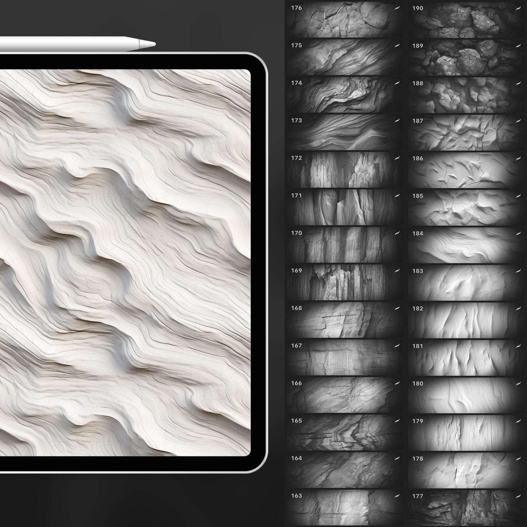 190 Procreate Rock Texture Brushes