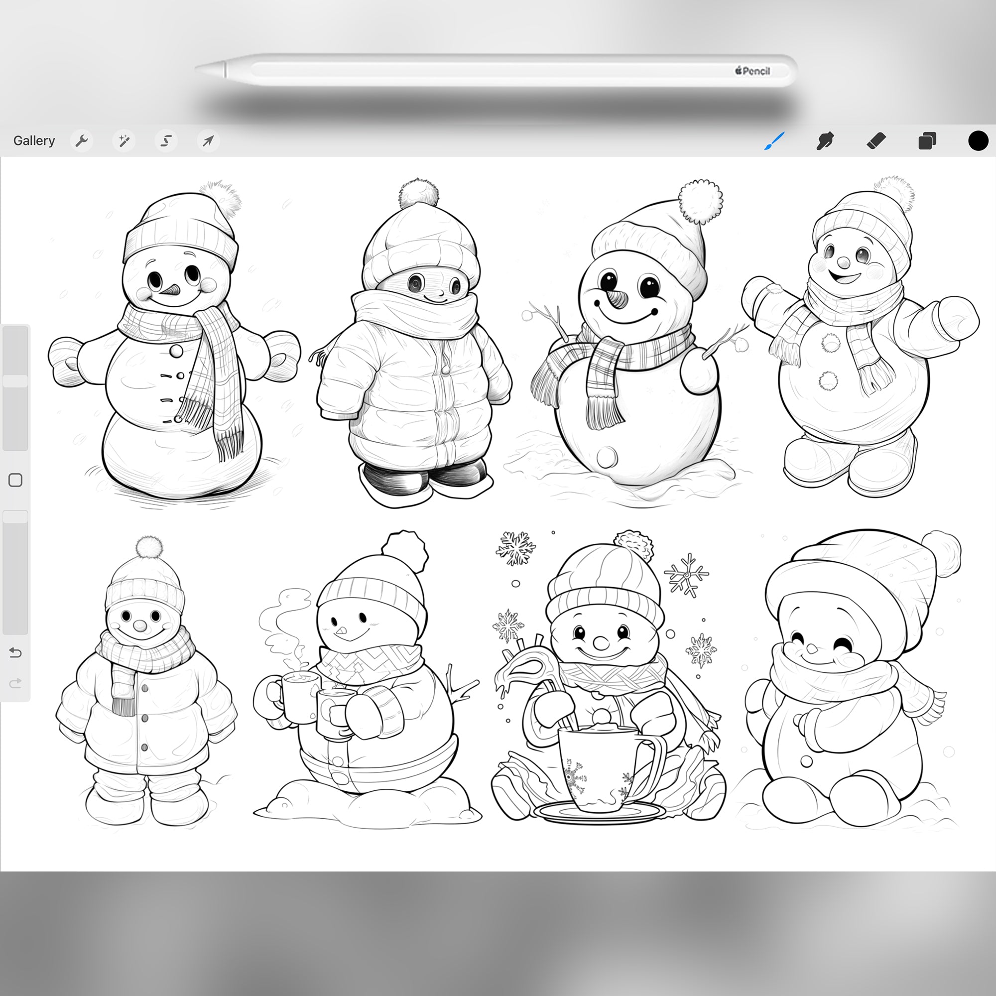 50 Procreate Snowman Stamps Brushes