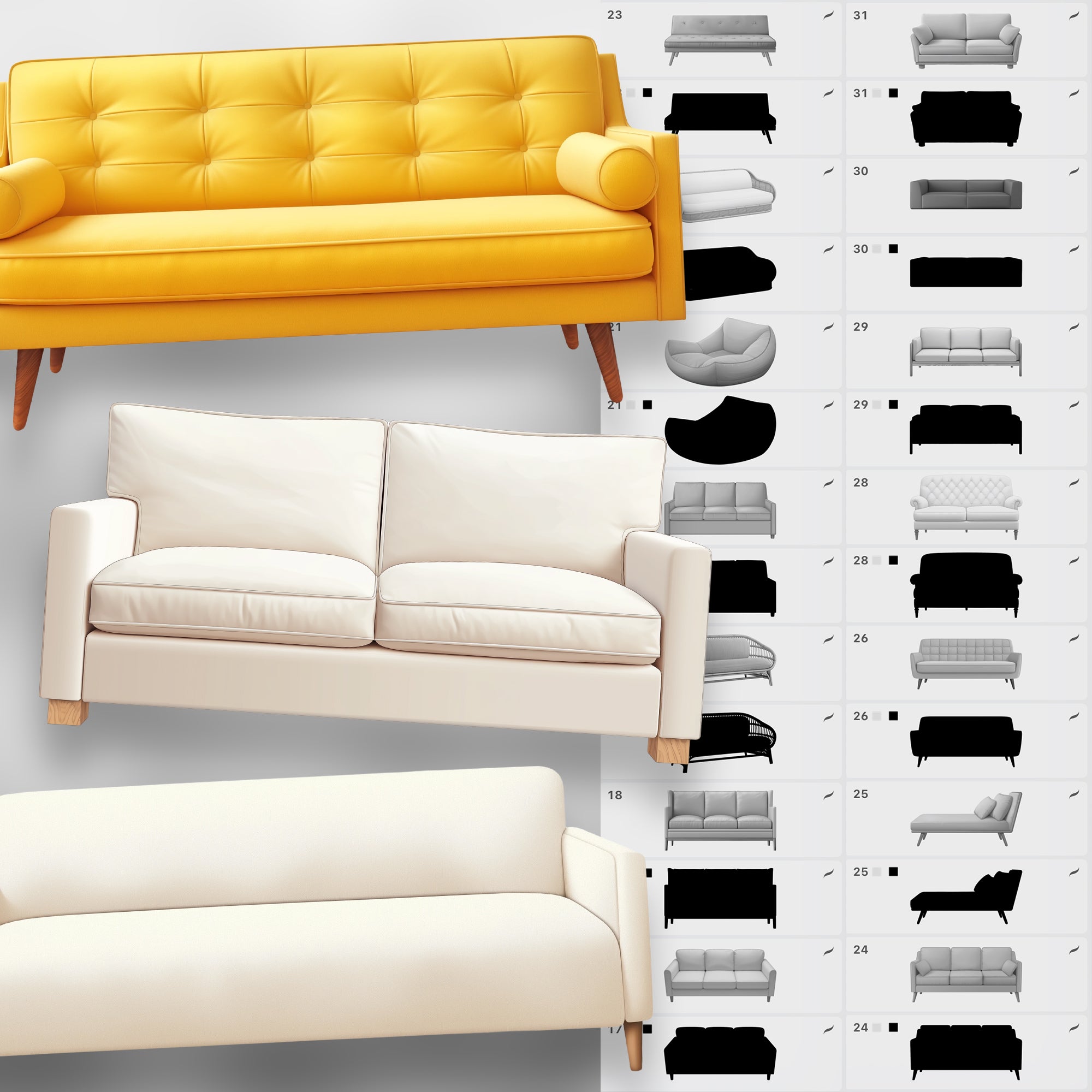 100 Procreate 2D Sofas Stamp Brushes