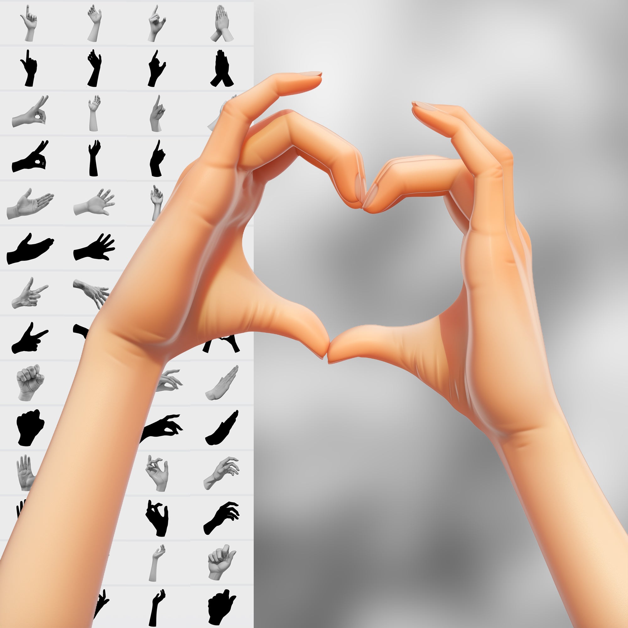 100 Procreate 2D Hands Stamp Brushes