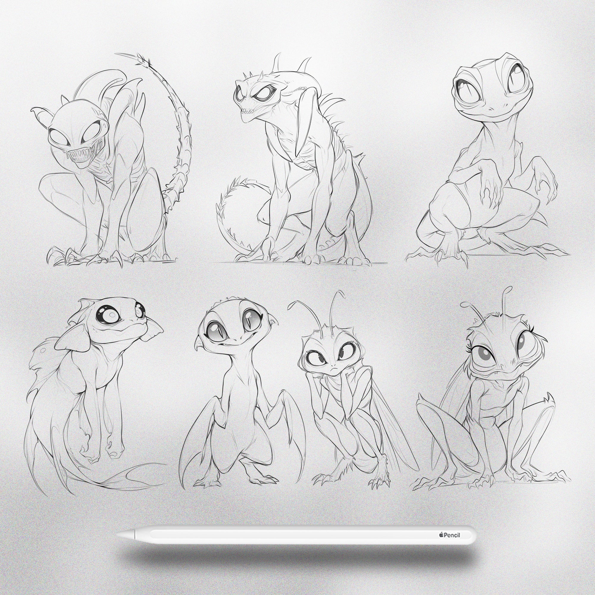 100 Procreate Fantasy Creatures Stamps