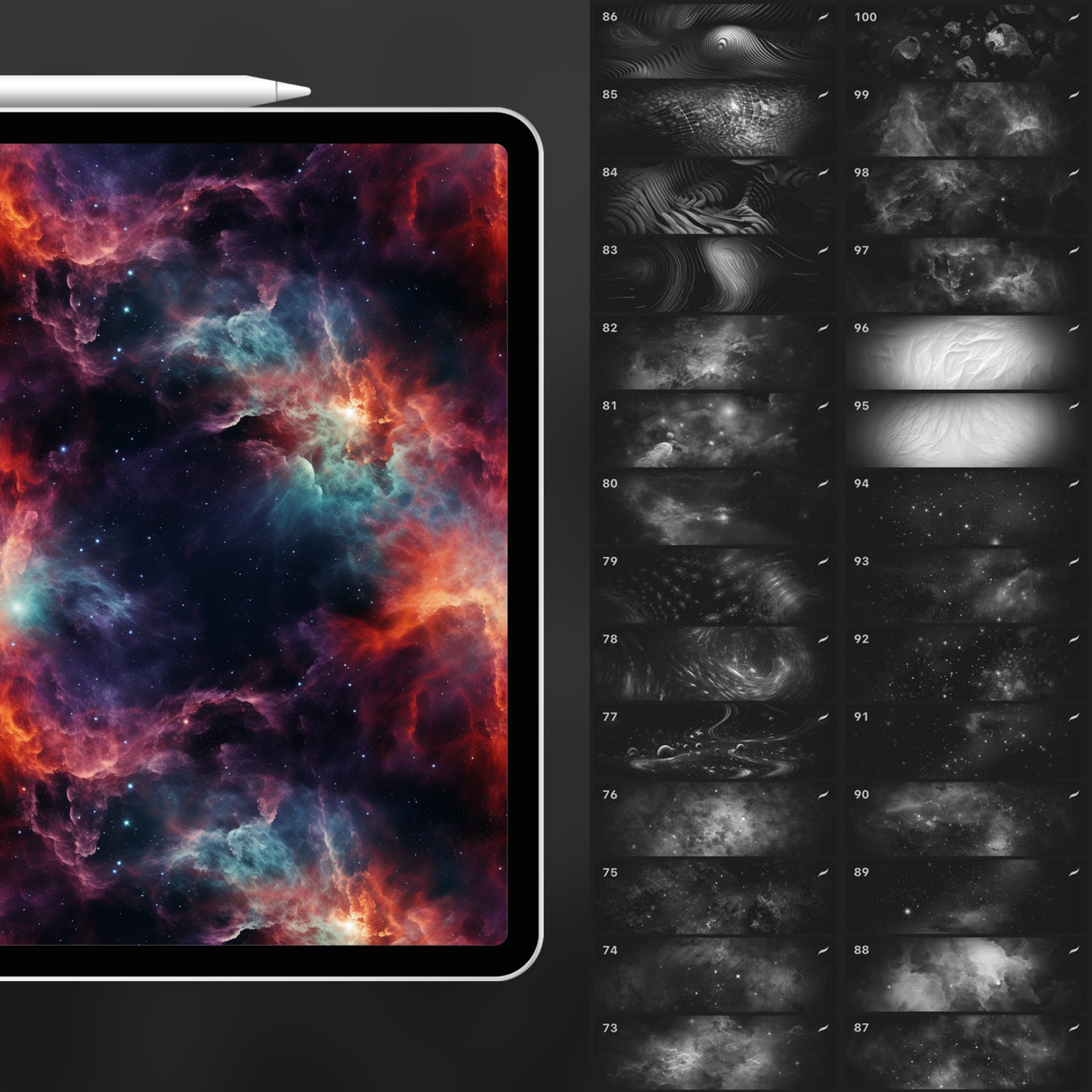 100 Procreate Space Texture Brushes