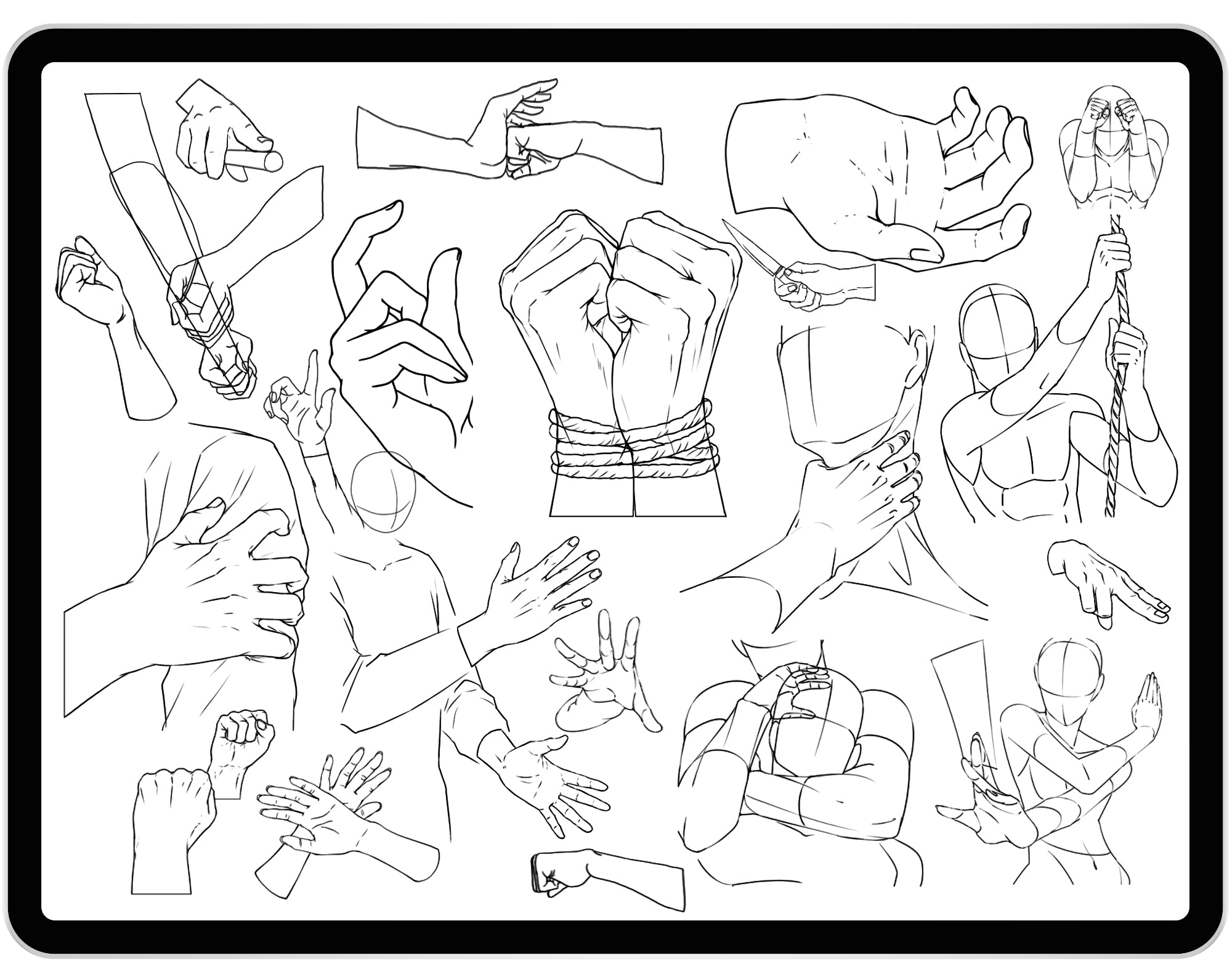 26 Hands Drawing Template Procreate Stamp Brushes