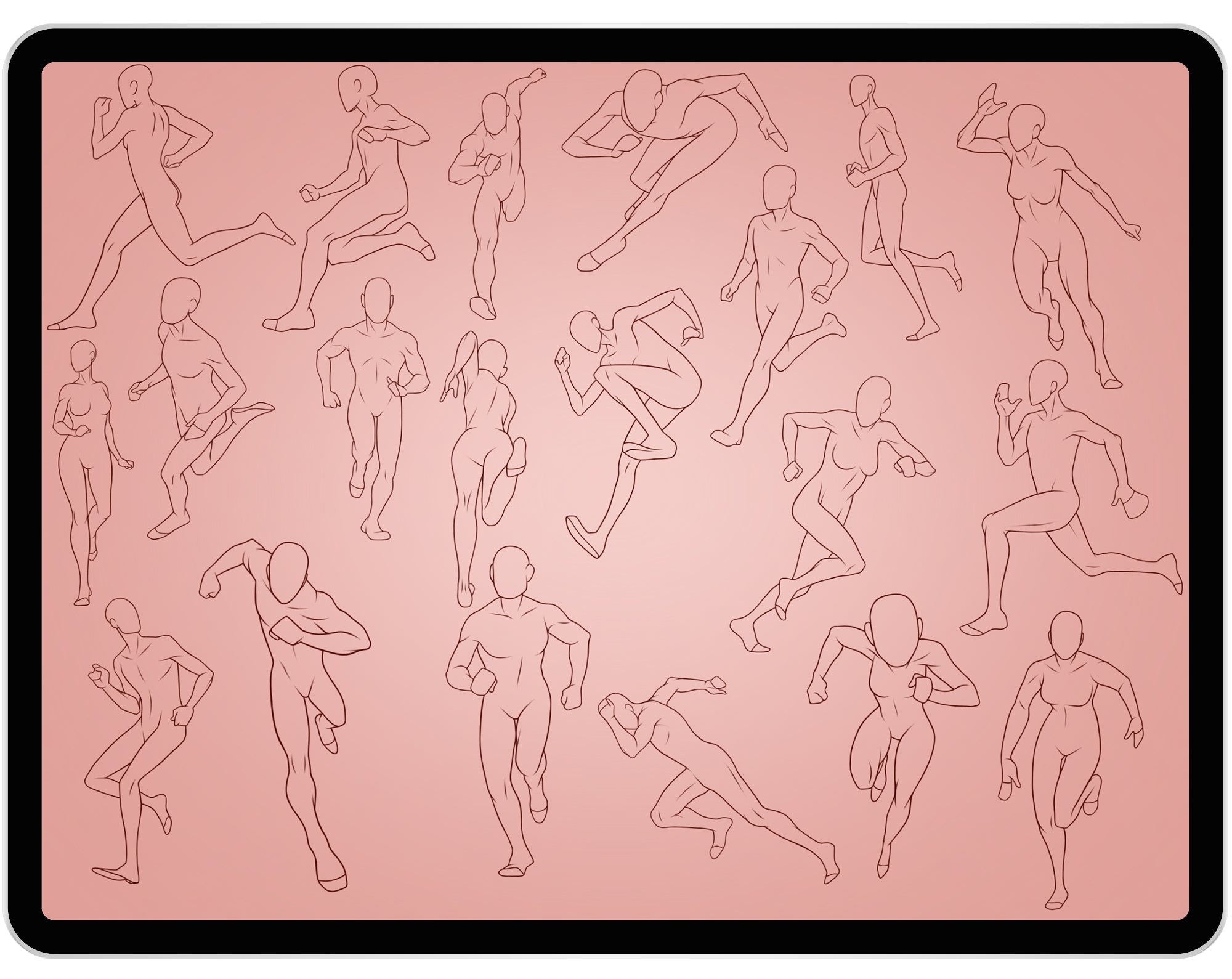 20 Running Pose Stamps for Procreate