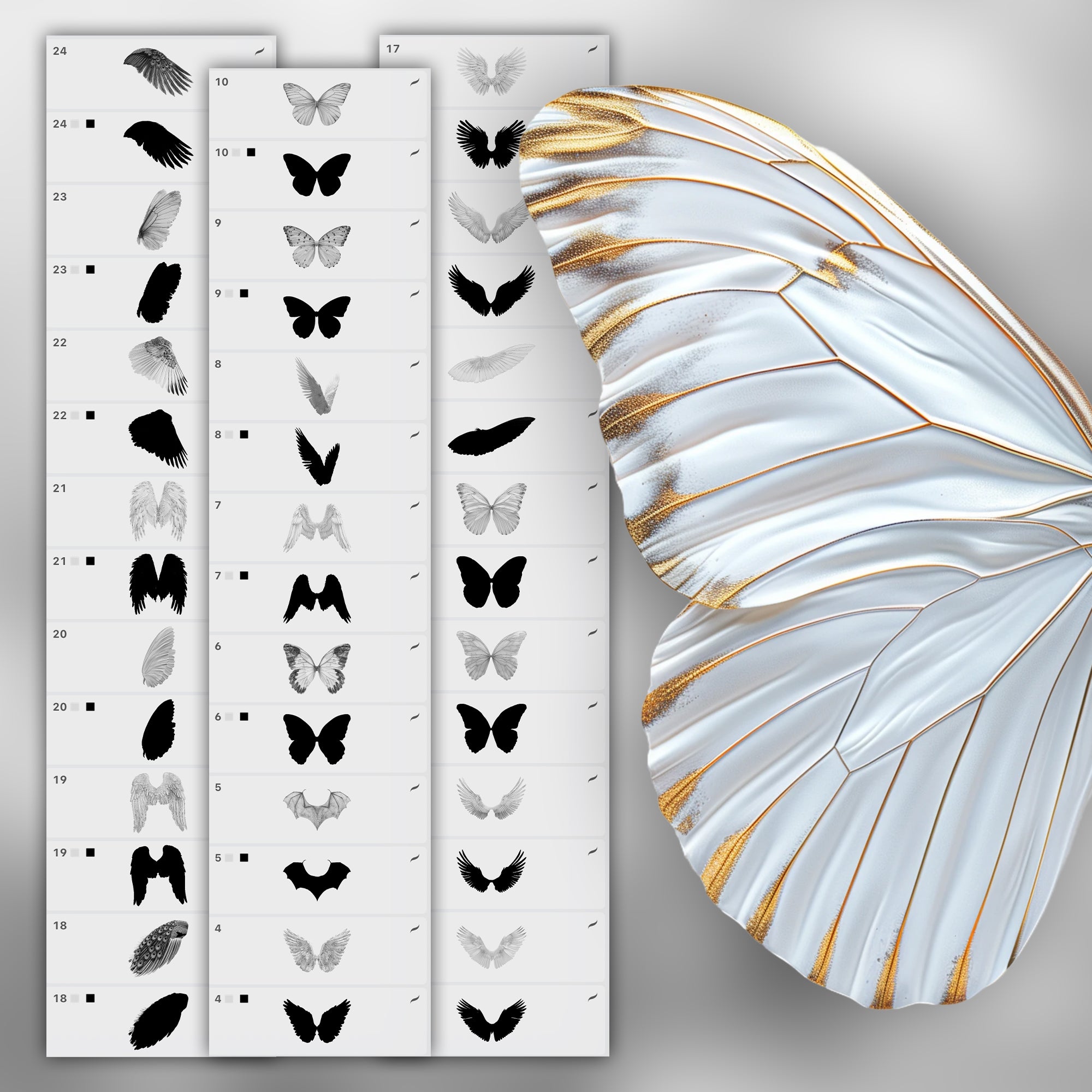 100 Procreate 2D Wings Stamp Brushes