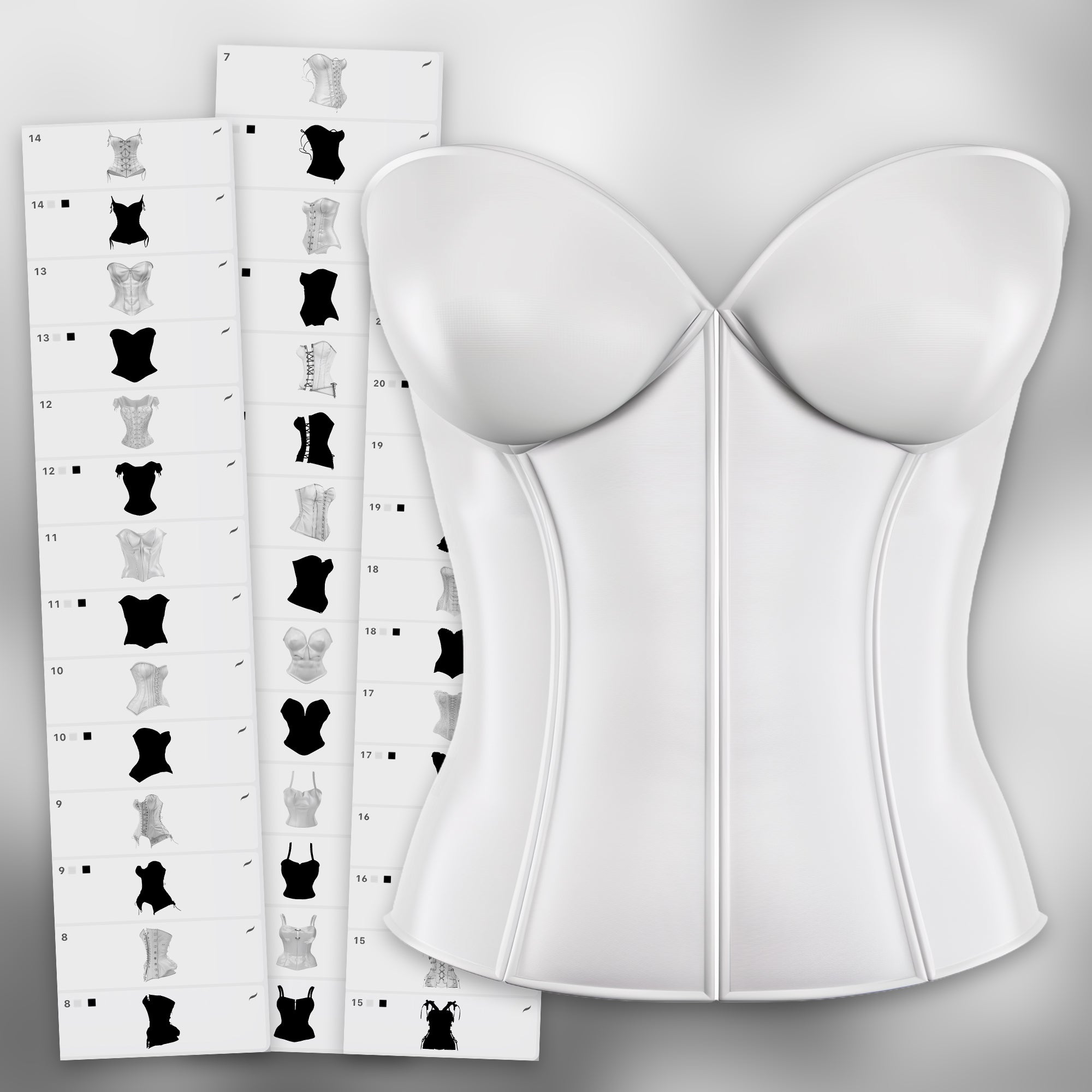 110 Procreate 2D Women Corsets Stamp Brushes