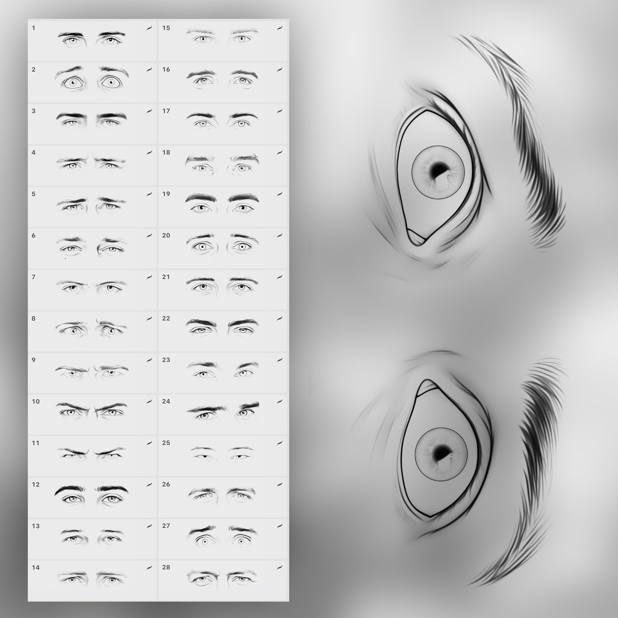 120 Procreate Men's Eyes Stamp Brushes