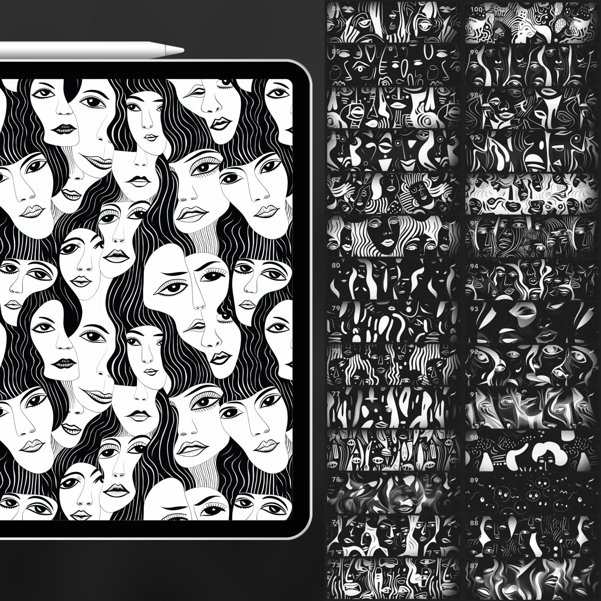 100 Procreate Abstract Face Pattern Brushes
