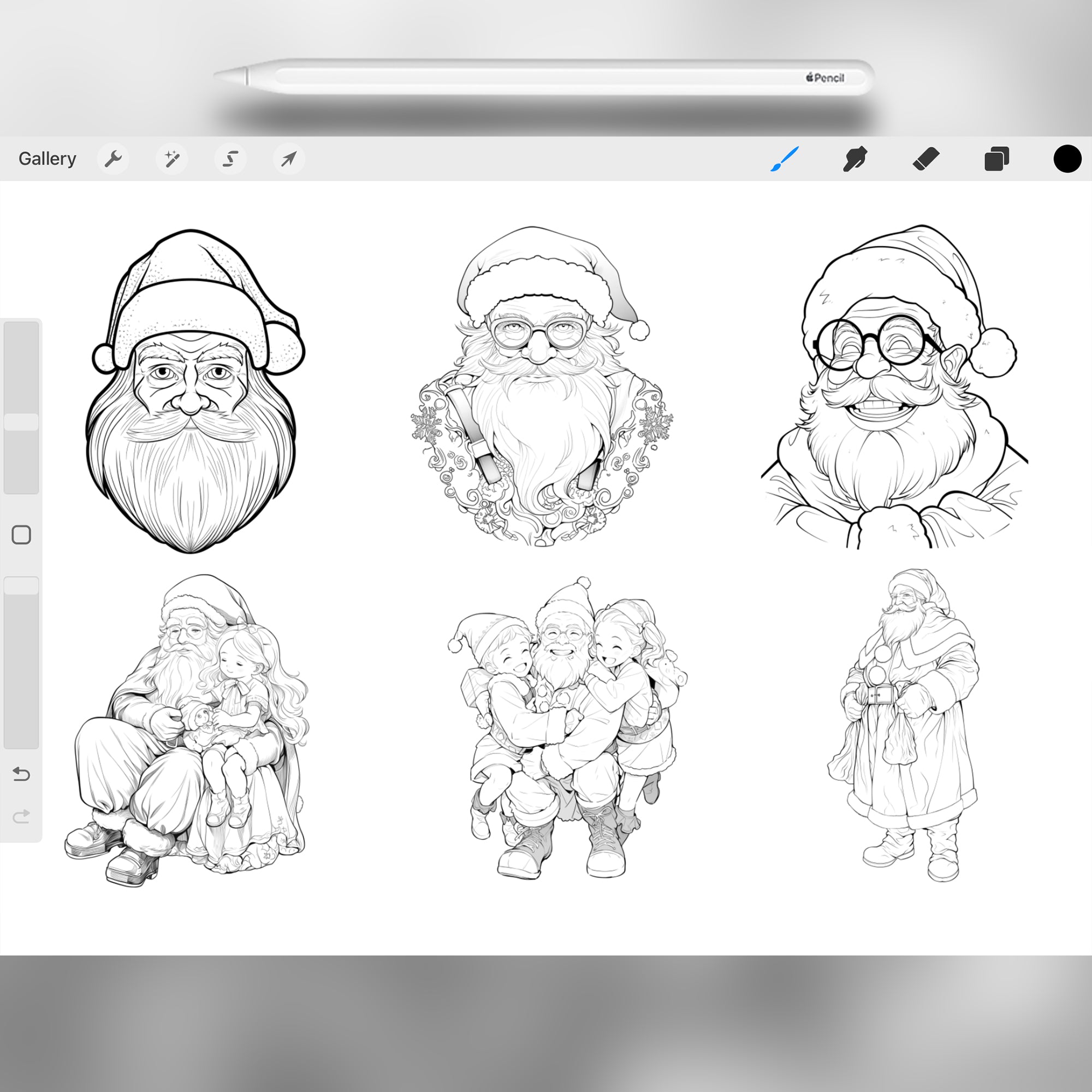 100 Procreate Vintage Christmas Santa Stamps Brushes