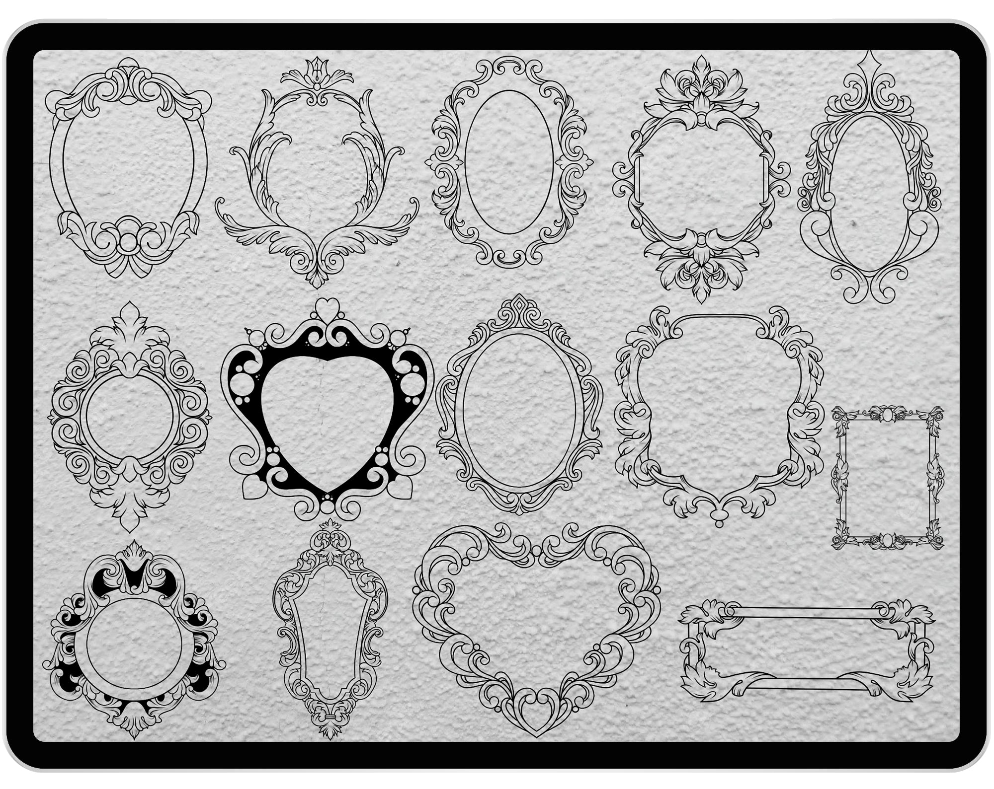 30 Baroque Frames Stamps for Procreate
