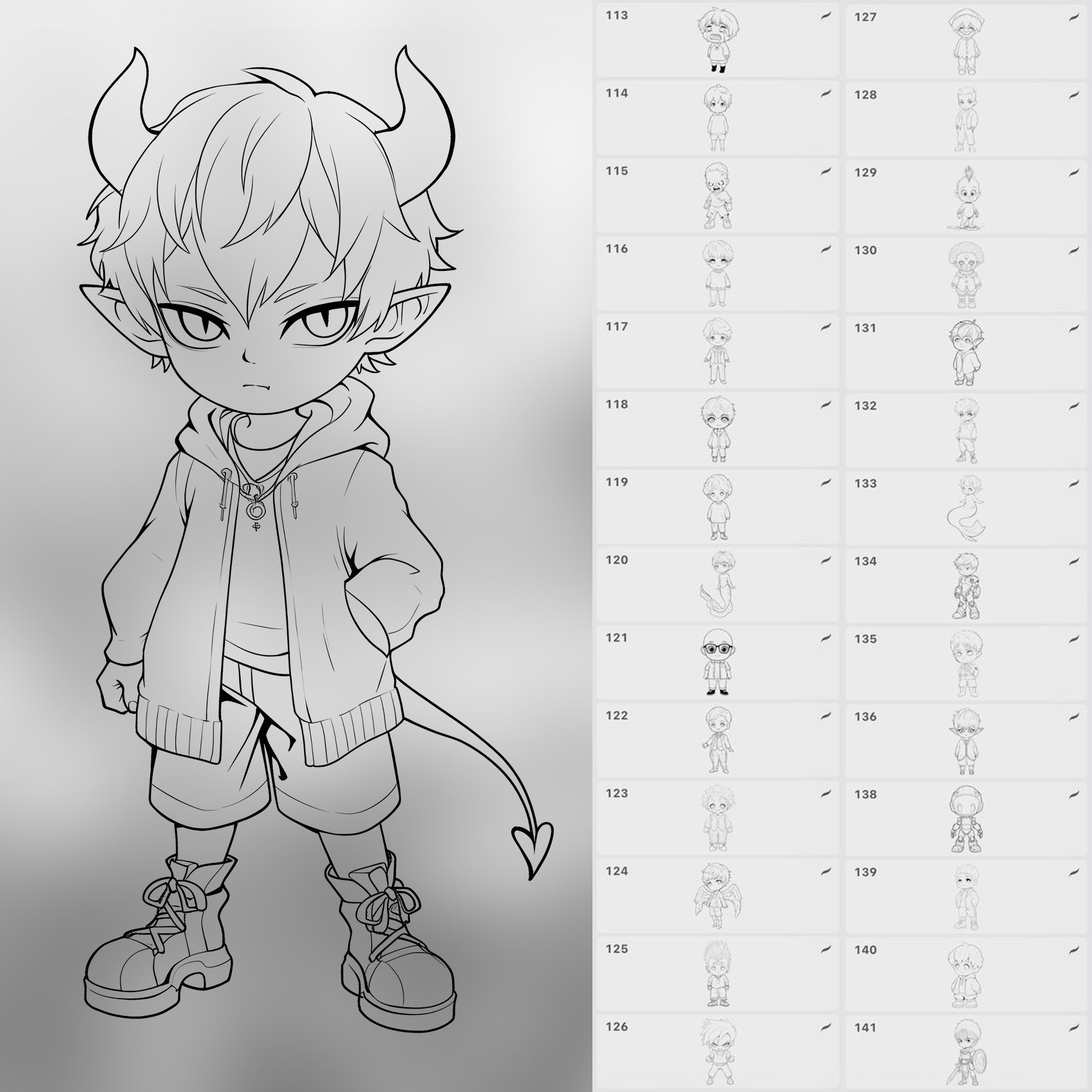 150 Procreate Cute Chibi Boys Stamp Brushes