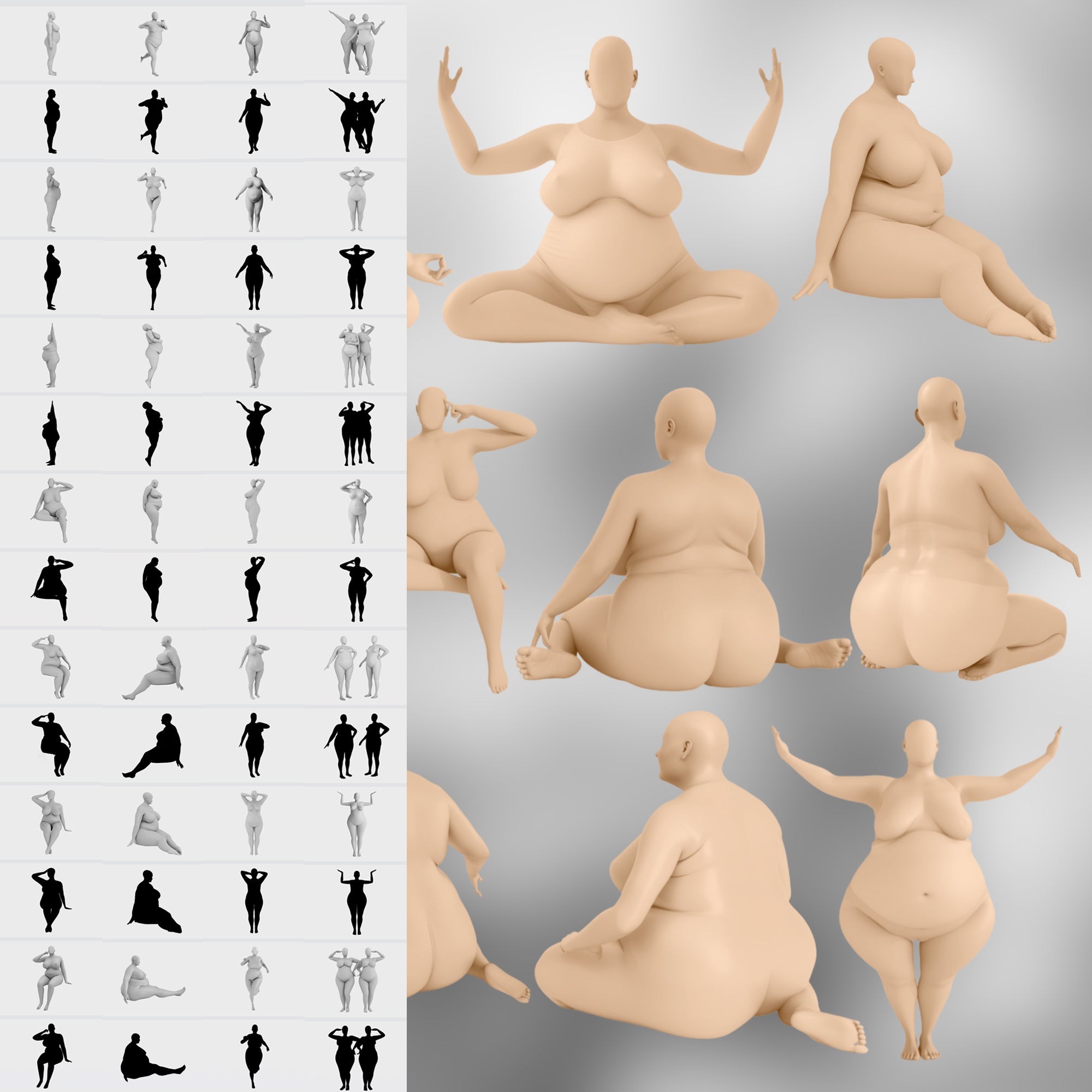 100 Procreate 2D Plus Size Women's Bodies Stamp Brushes