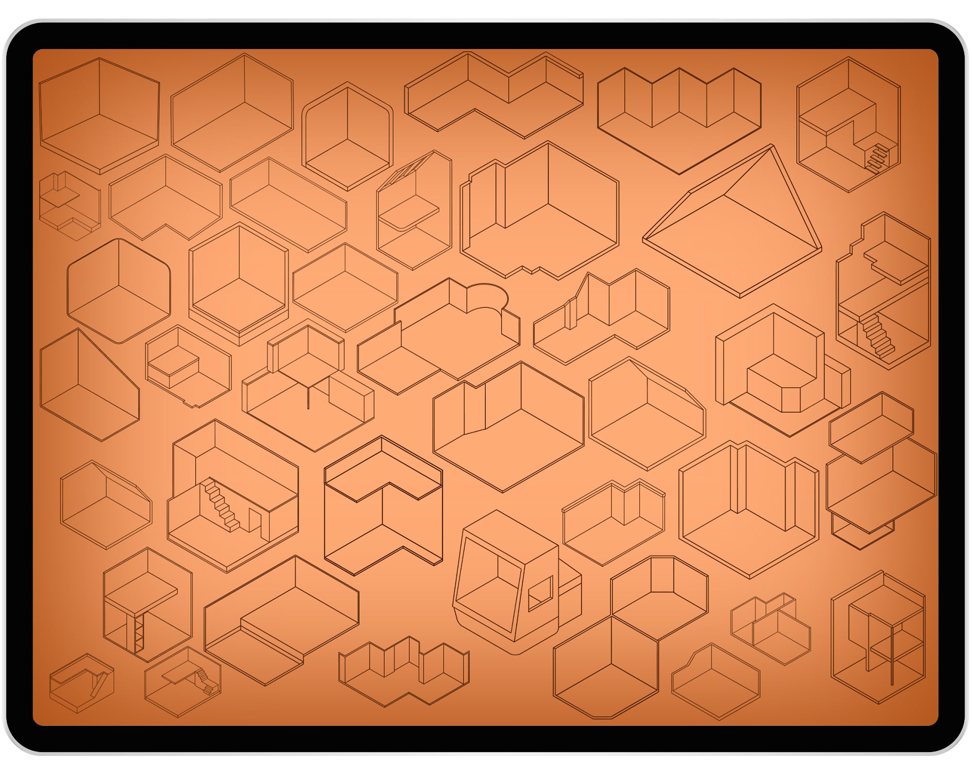 40 Isometric Blocks Brush for Procreate