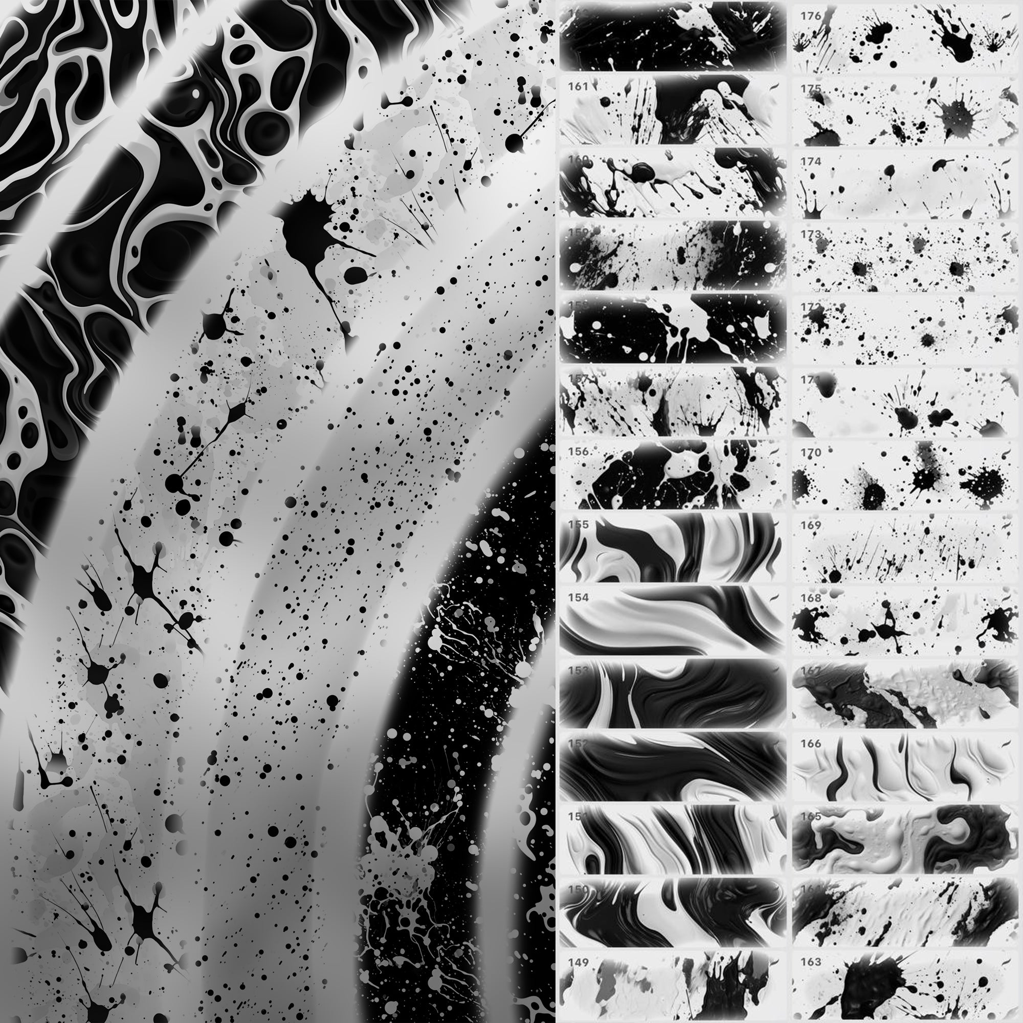 170 Procreate Paint Splatter Texture Brushes