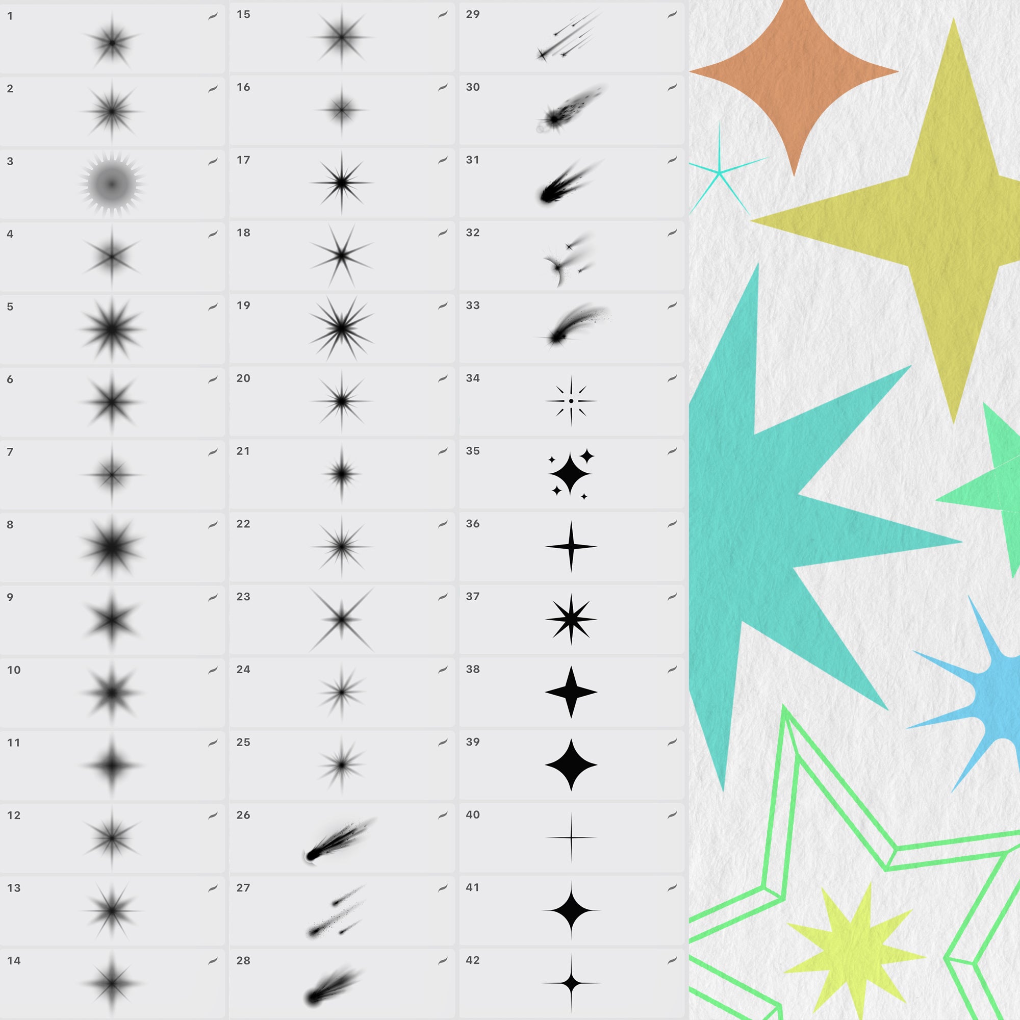 190 Procreate Stars Stamp Brushes