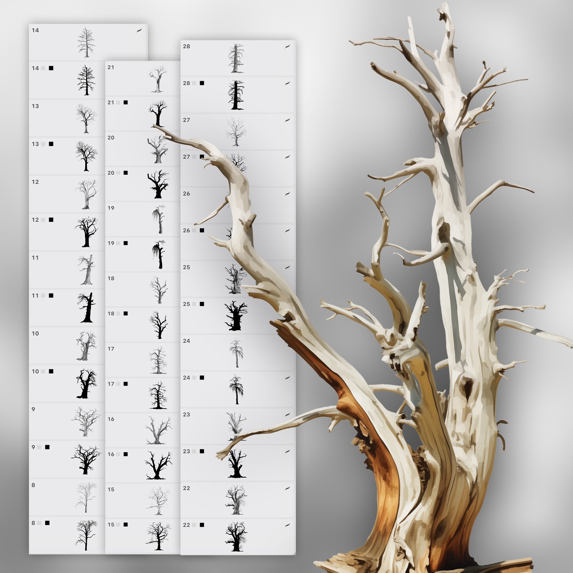 100 Procreate 2D Trees Constructor Stamp Brushes