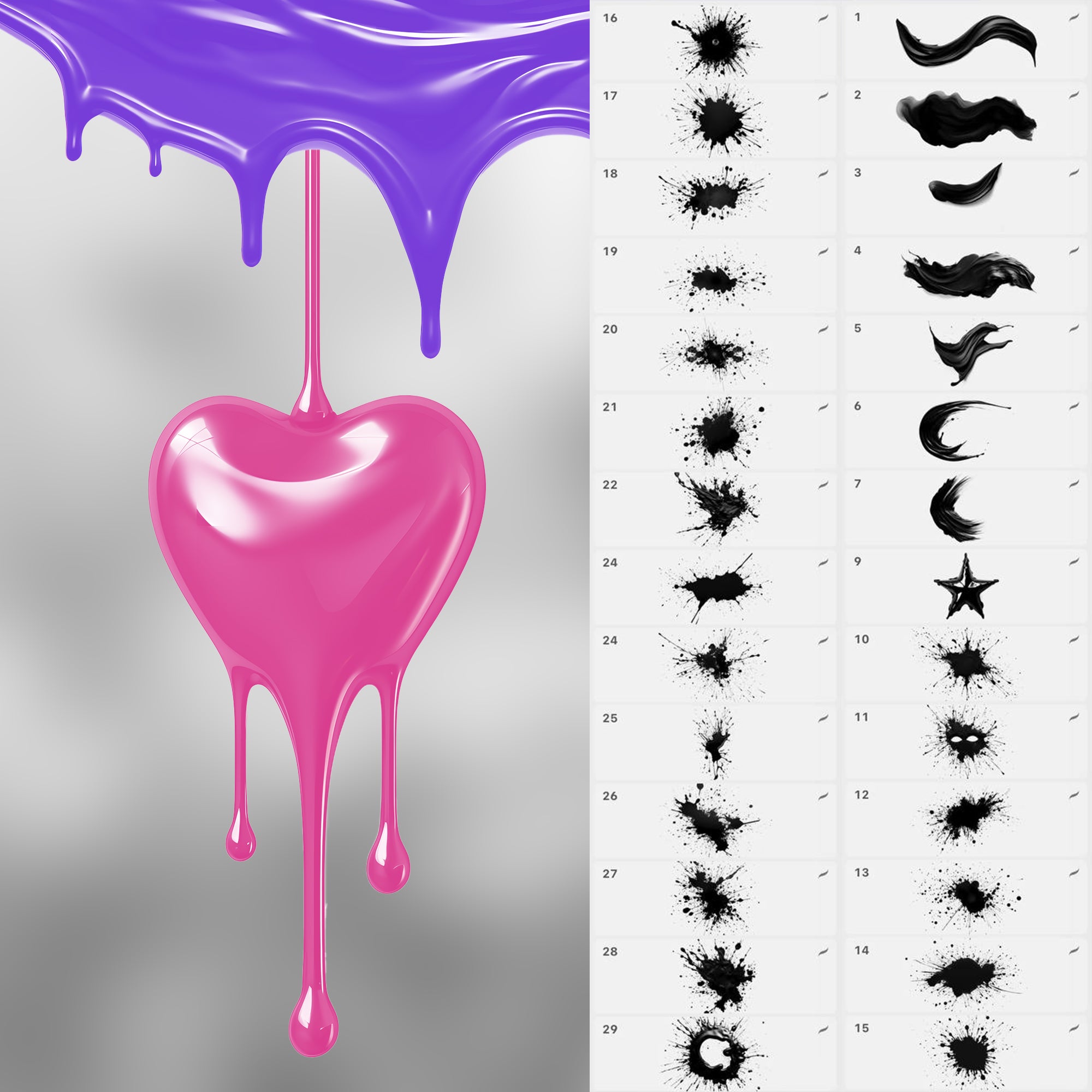150 Procreate Paint Splatter Stamp Brushes