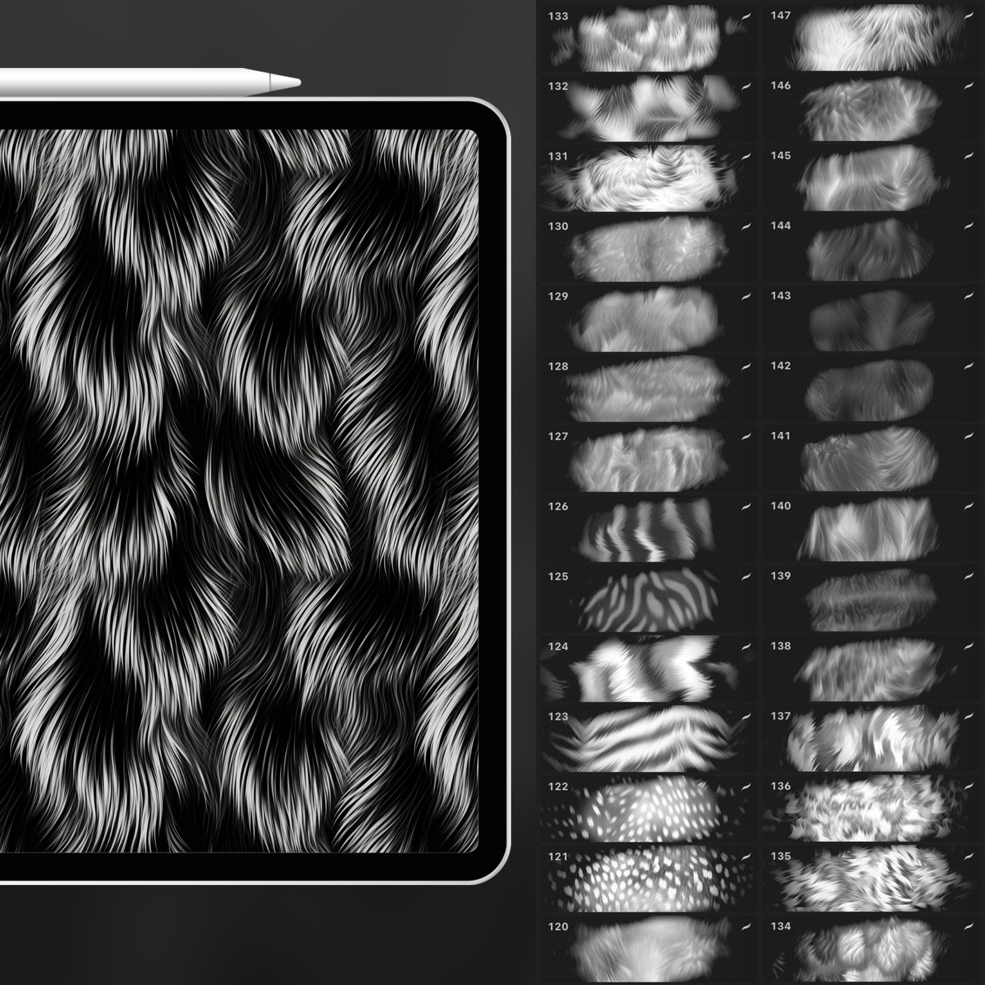 140 Procreate Fur Texture Brushes