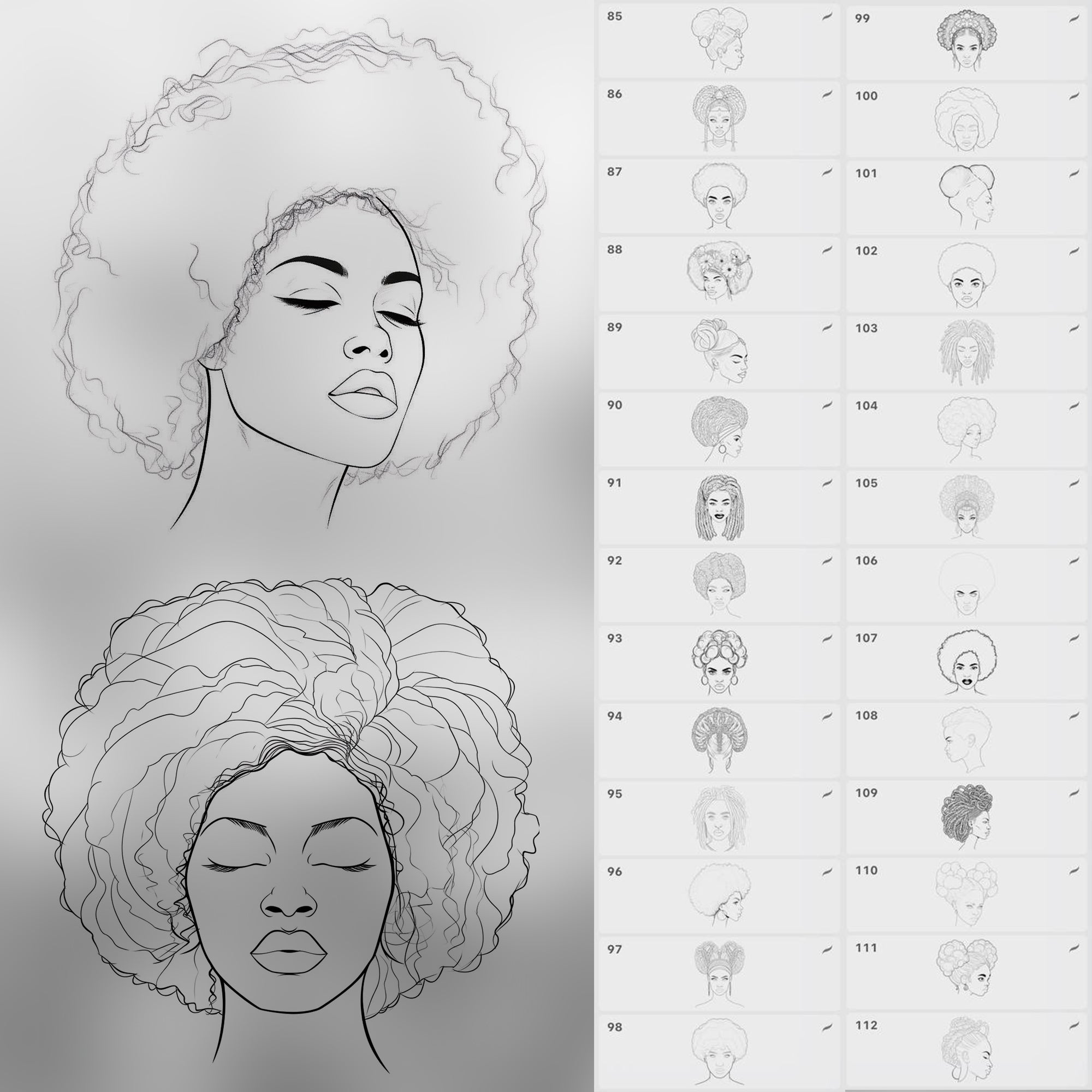 110 Procreate Afro Girls Stamp Brushes