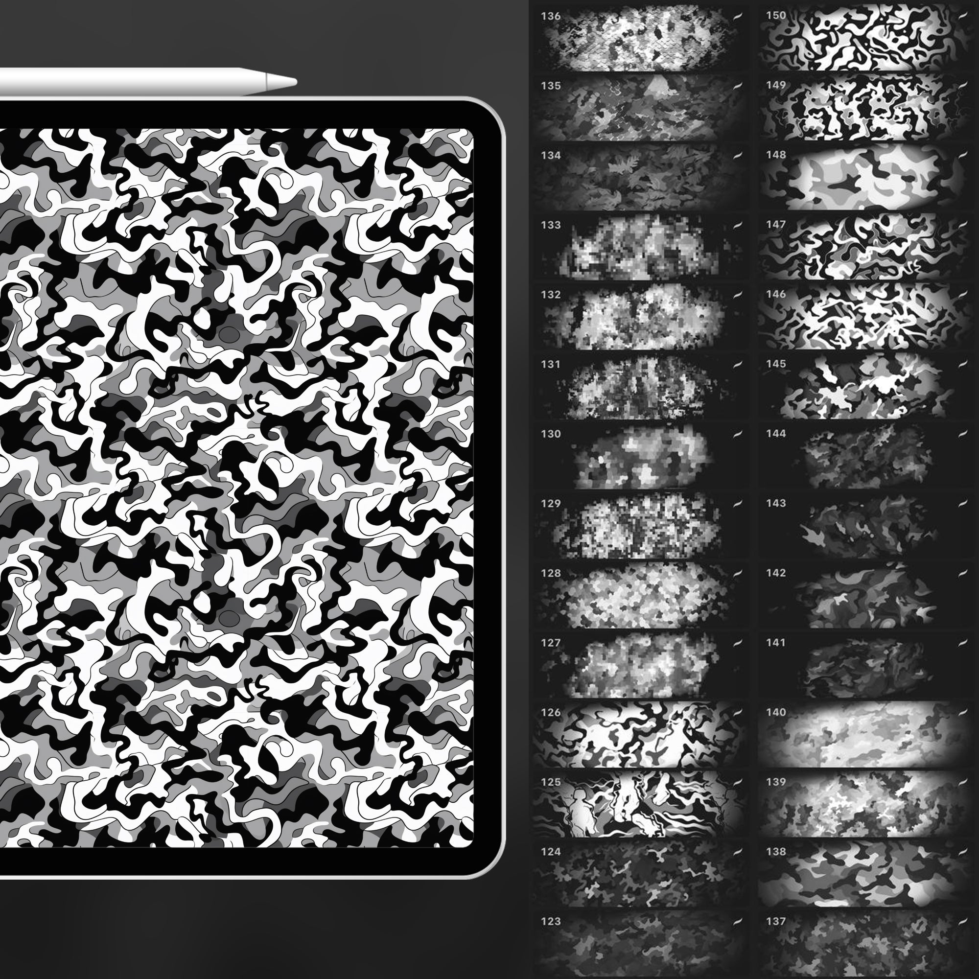 150 Procreate Camouflage Pattern Brushes