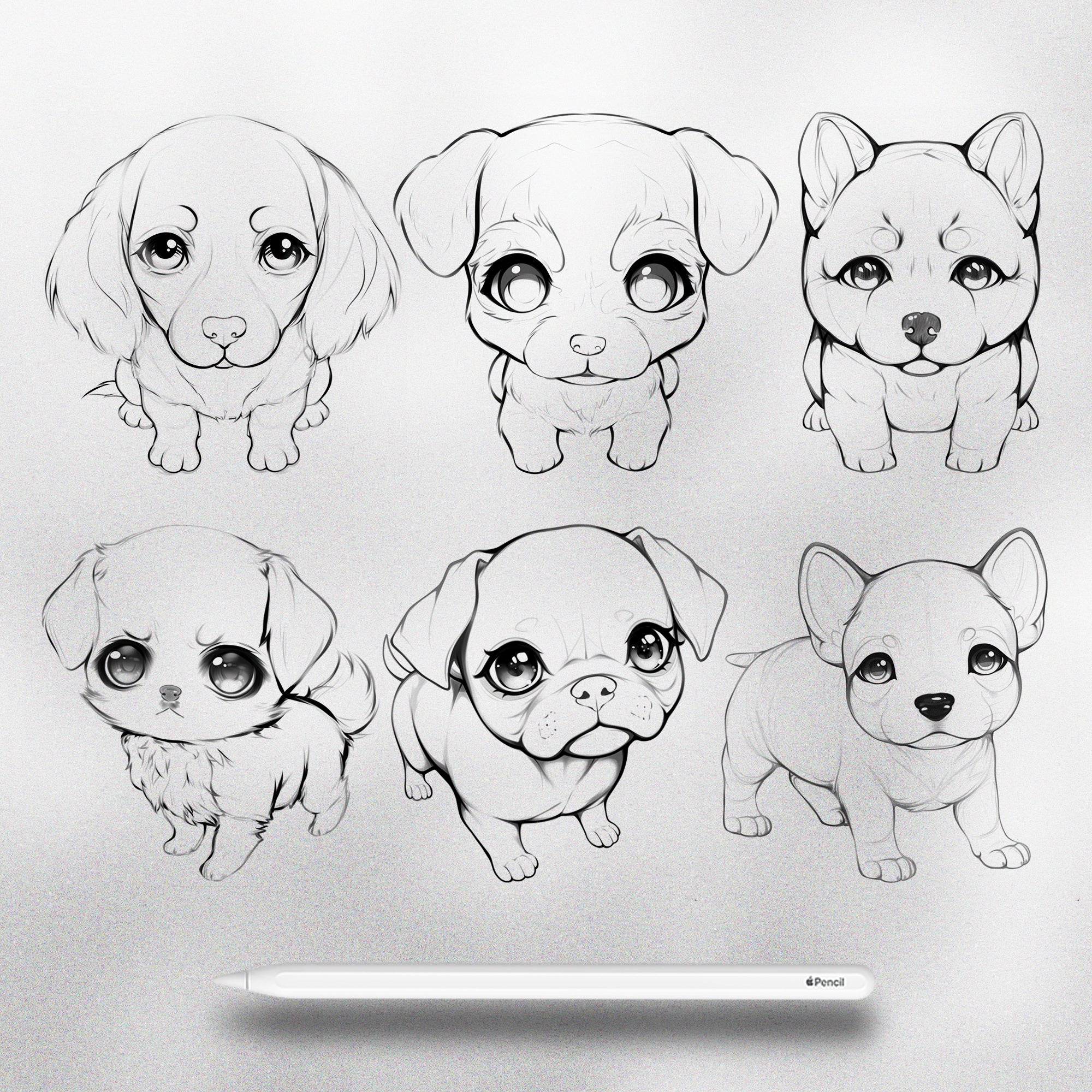100 Procreate Chibi Dogs Stamps