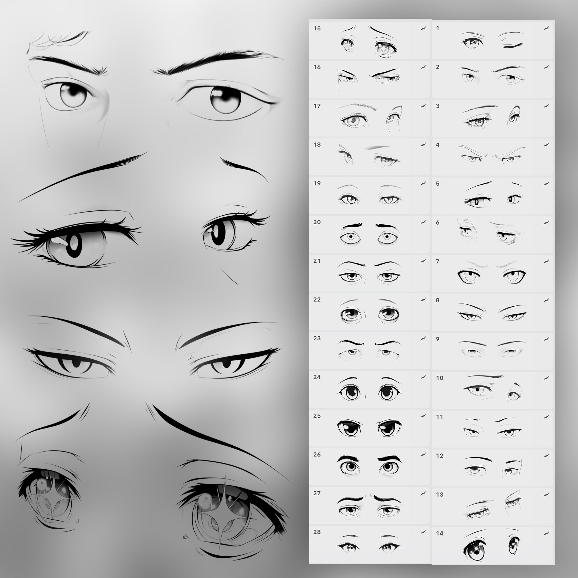 110 Procreate Anime Eyes Stamps Brushes