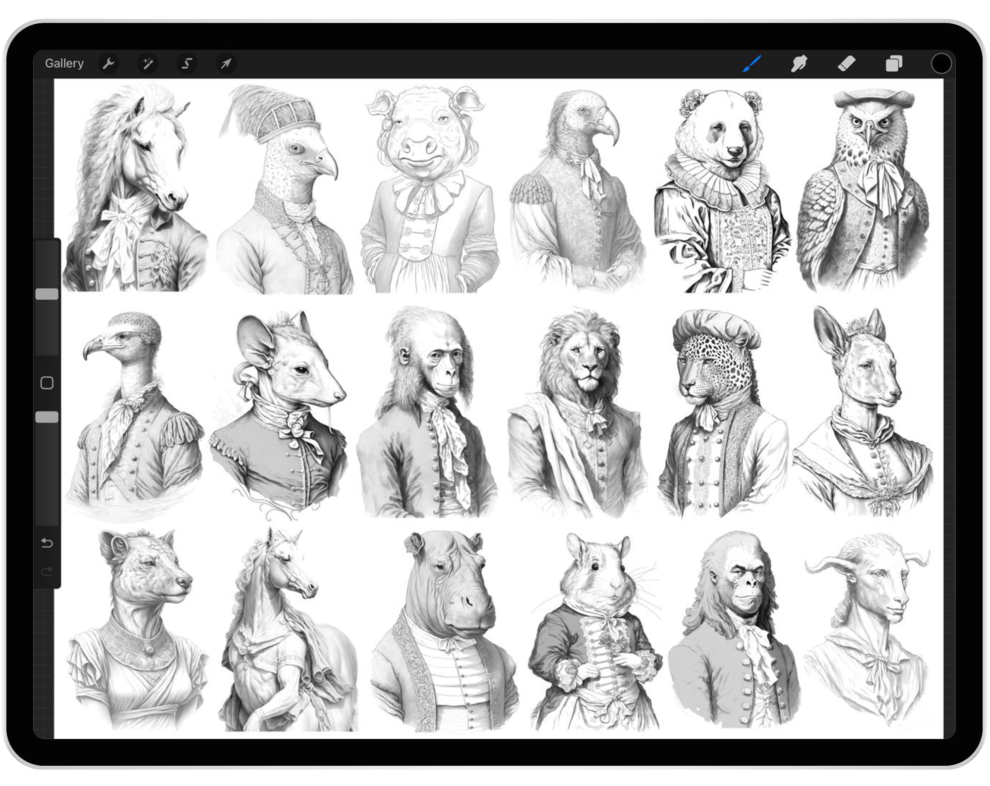 57 Procreate Baroque Animals Part -3 Stamp Brushes