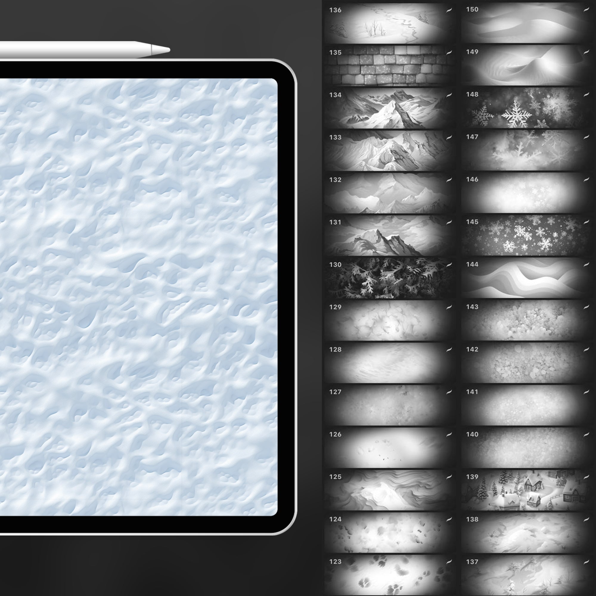 150 Procreate Snow Texture Brushes