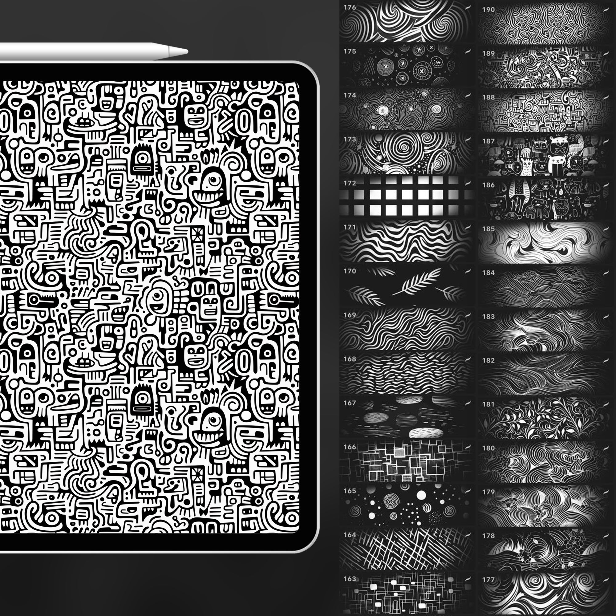 190 Procreate Doodle Pattern Brushes
